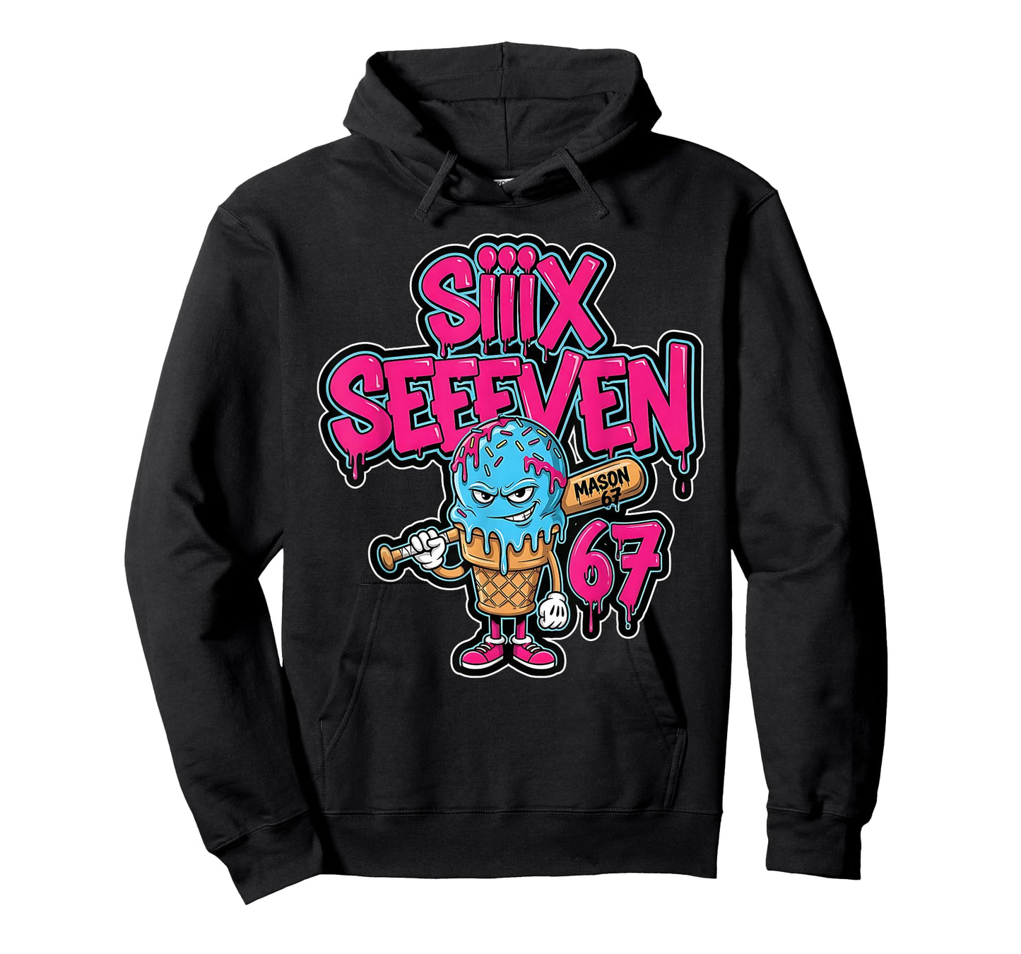 Six Seven 67 Baseball Player Ice Cream Drip Meme Lifestyle T-Shirt
