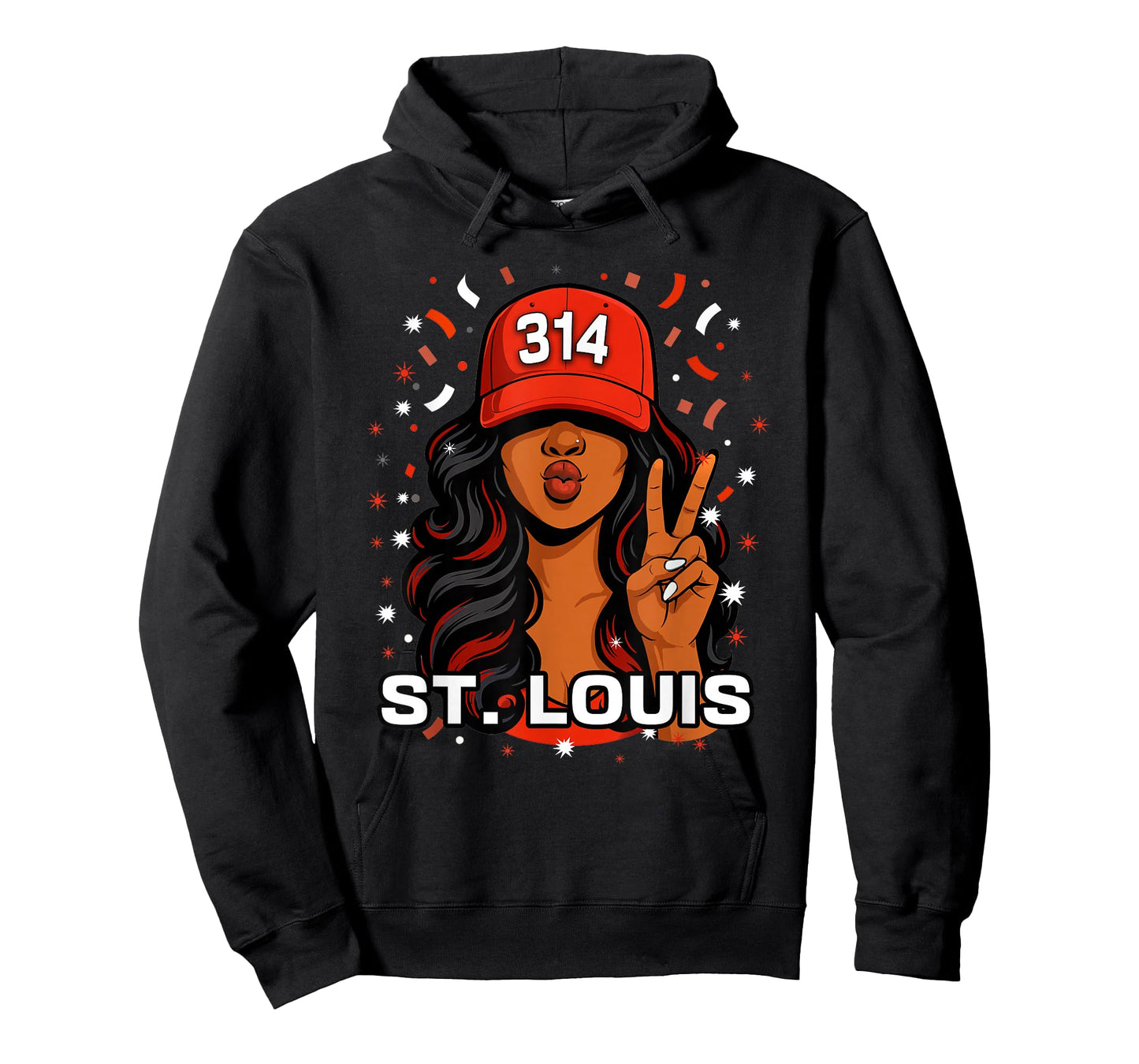 314 St. Louis Black Woman with Red Hat T-Shirt