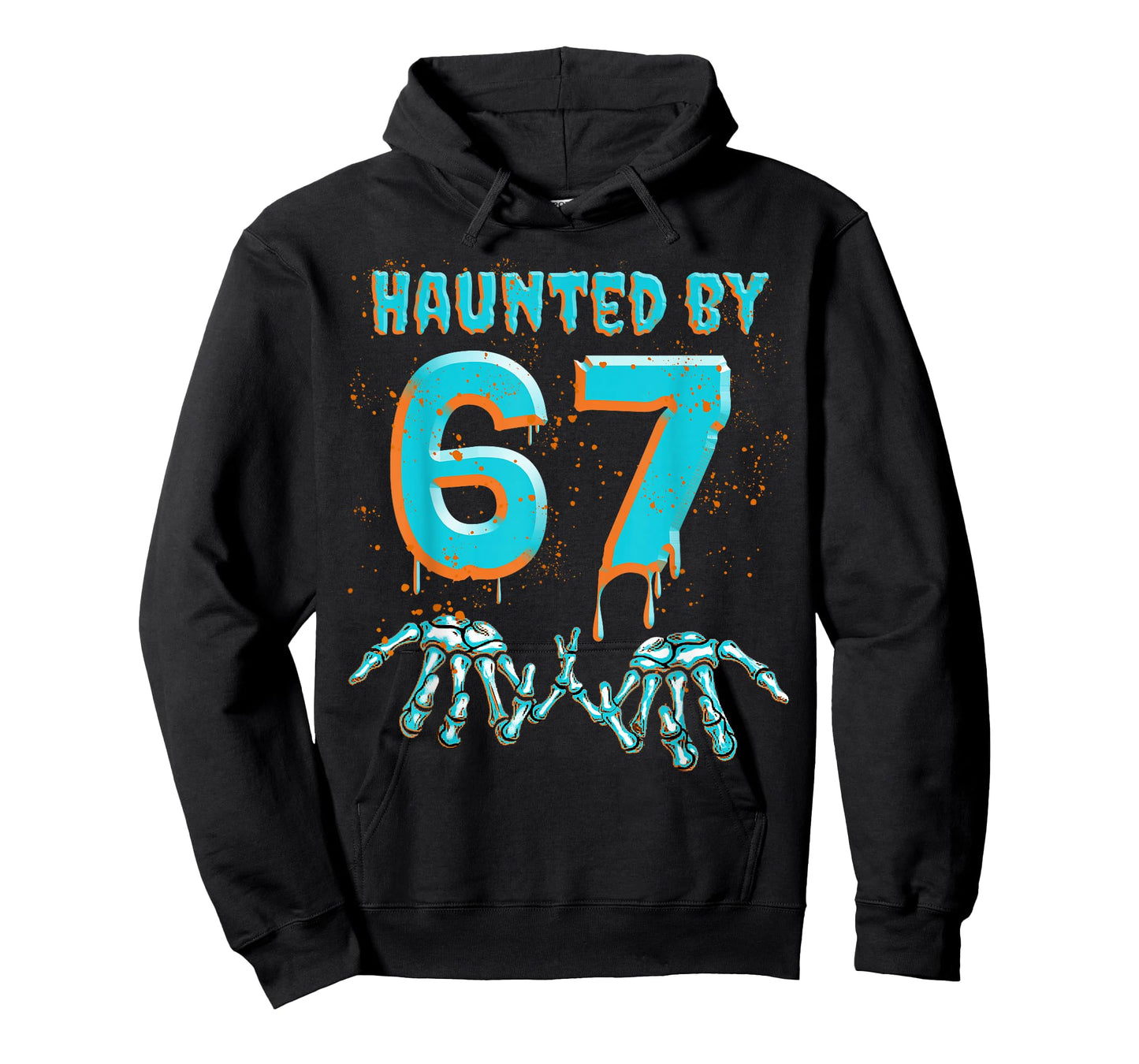 Fun 67 Meme Halloween Skeleton Hand Haunted by Six Seven T-Shirt