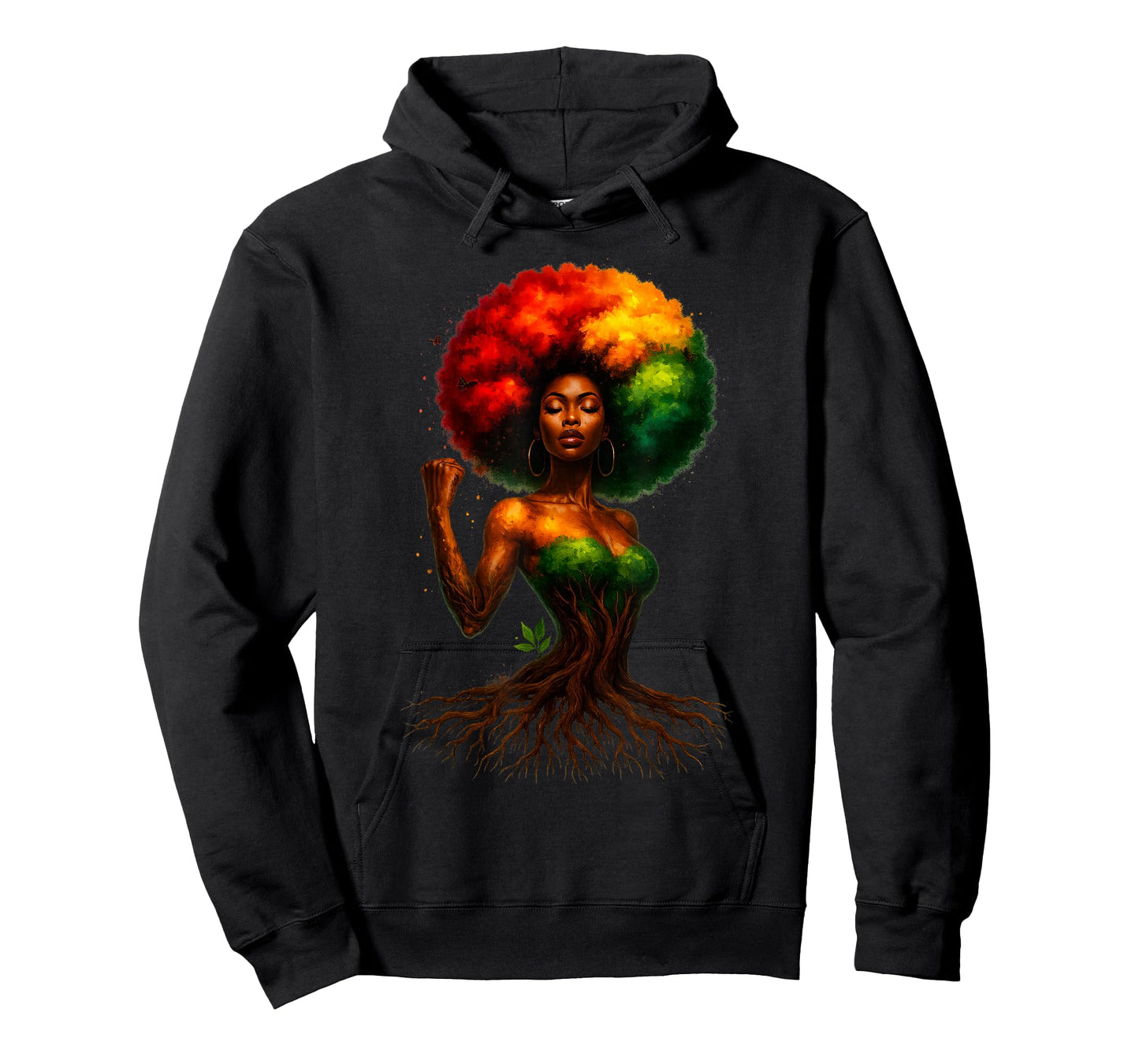 Afro Tree Woman Black Queen Melanin Roots Pride African Girl T-Shirt