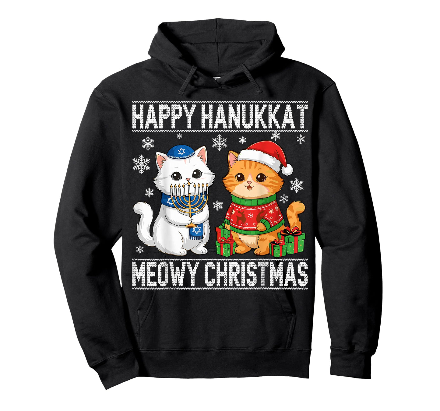 Cat Merry Christmas Happy Hanukkah T-Shirt