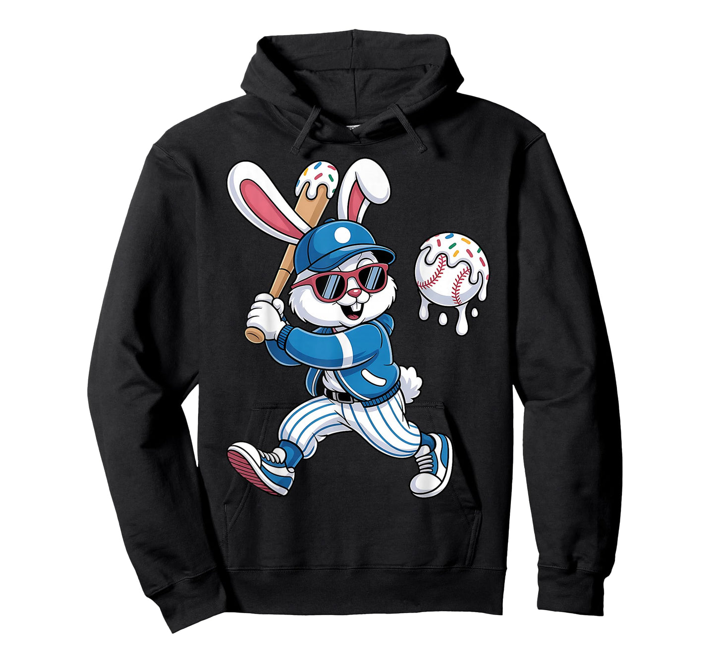 Funny Baseball Drip Rabbit Bunny Easter Men Boys Kids T-Shirt
