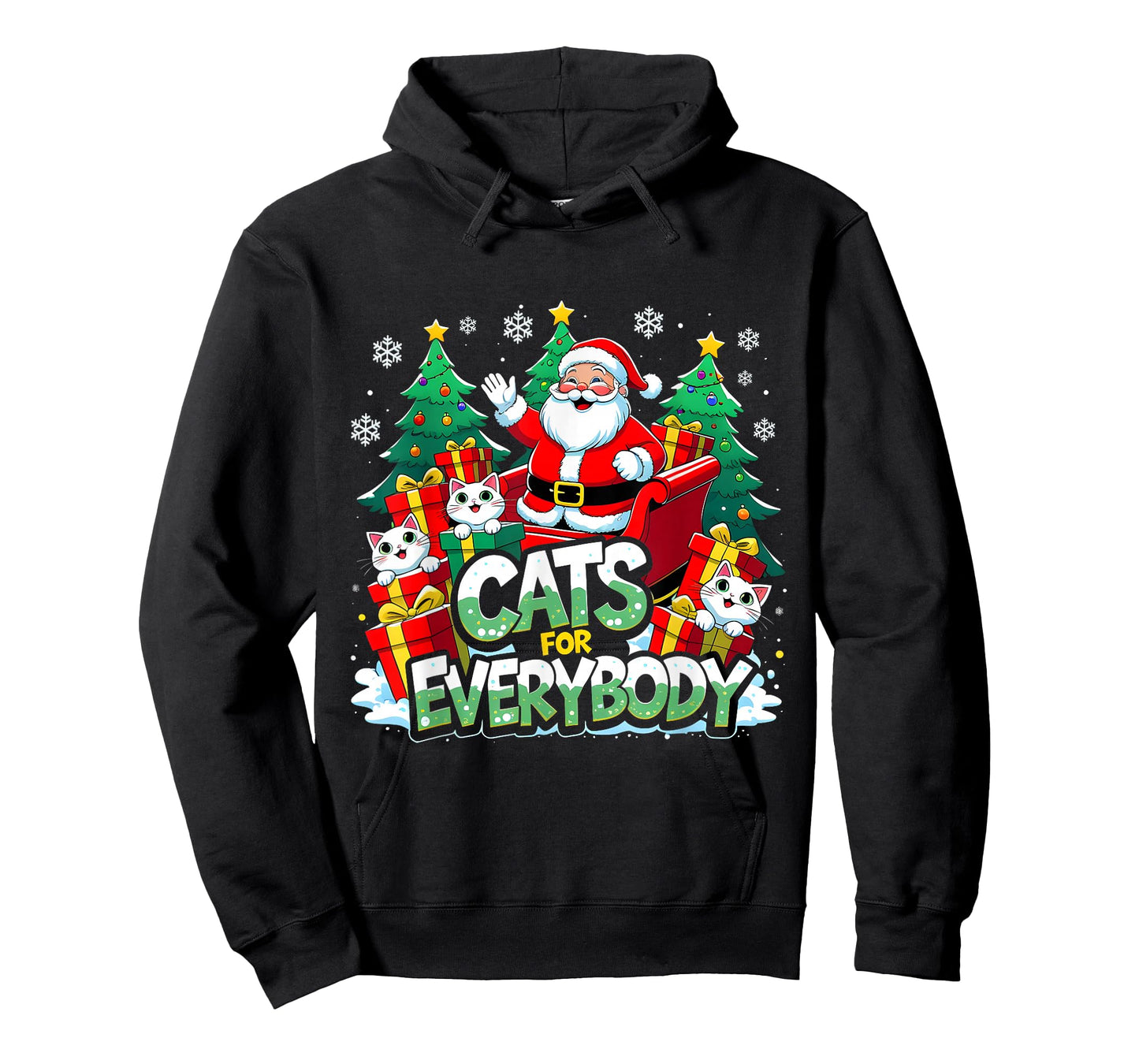Cats for Everybody Funny Santa Christmas Art T-Shirt