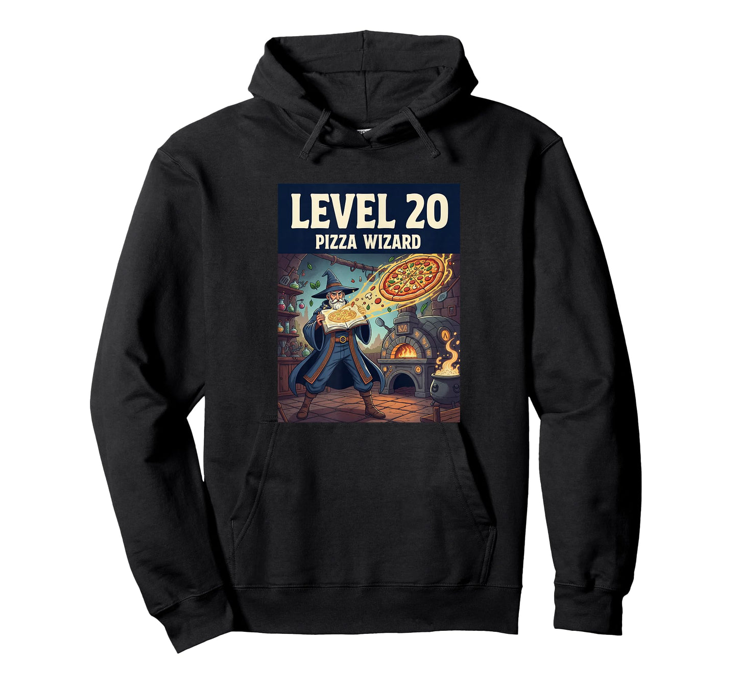 Level 20 Pizza Wizard Fantasy Food Magic Design T-Shirt