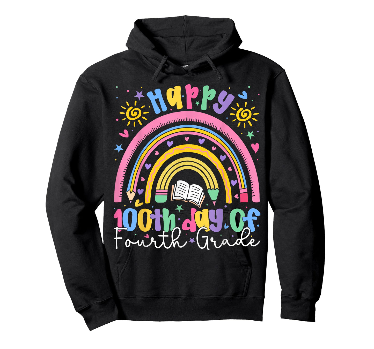 Happy 100th Day of 4th Grade Teacher Kids Rainbow Boy Girl T-Shirt