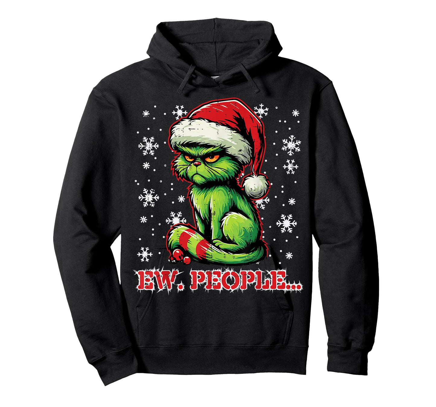 Christmas Cat Santa Ew People Funny Xmas Men Women Kids T-Shirt