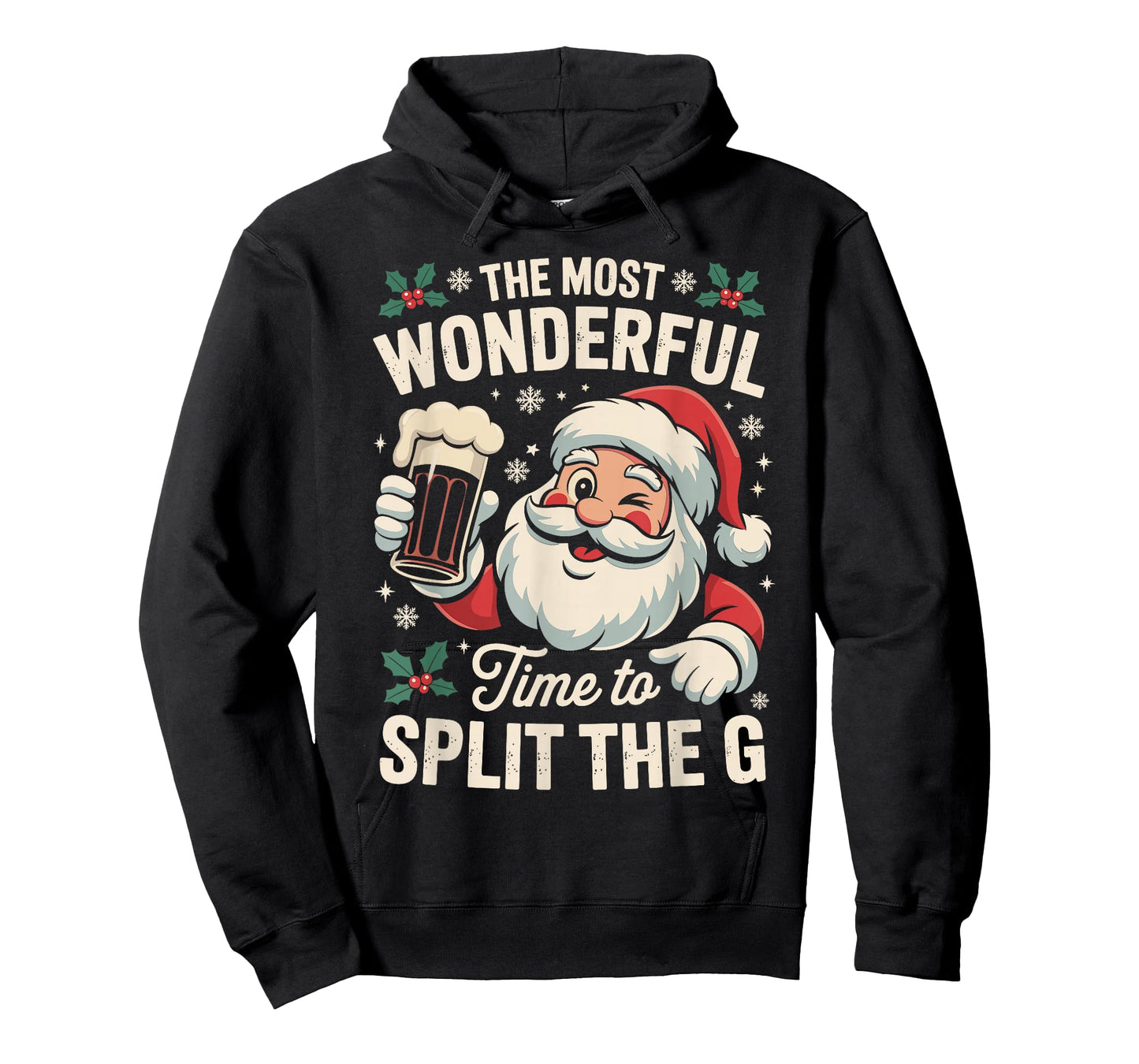 Santa Split The G Funny Splitting G Drinking Beer Christmas T-Shirt