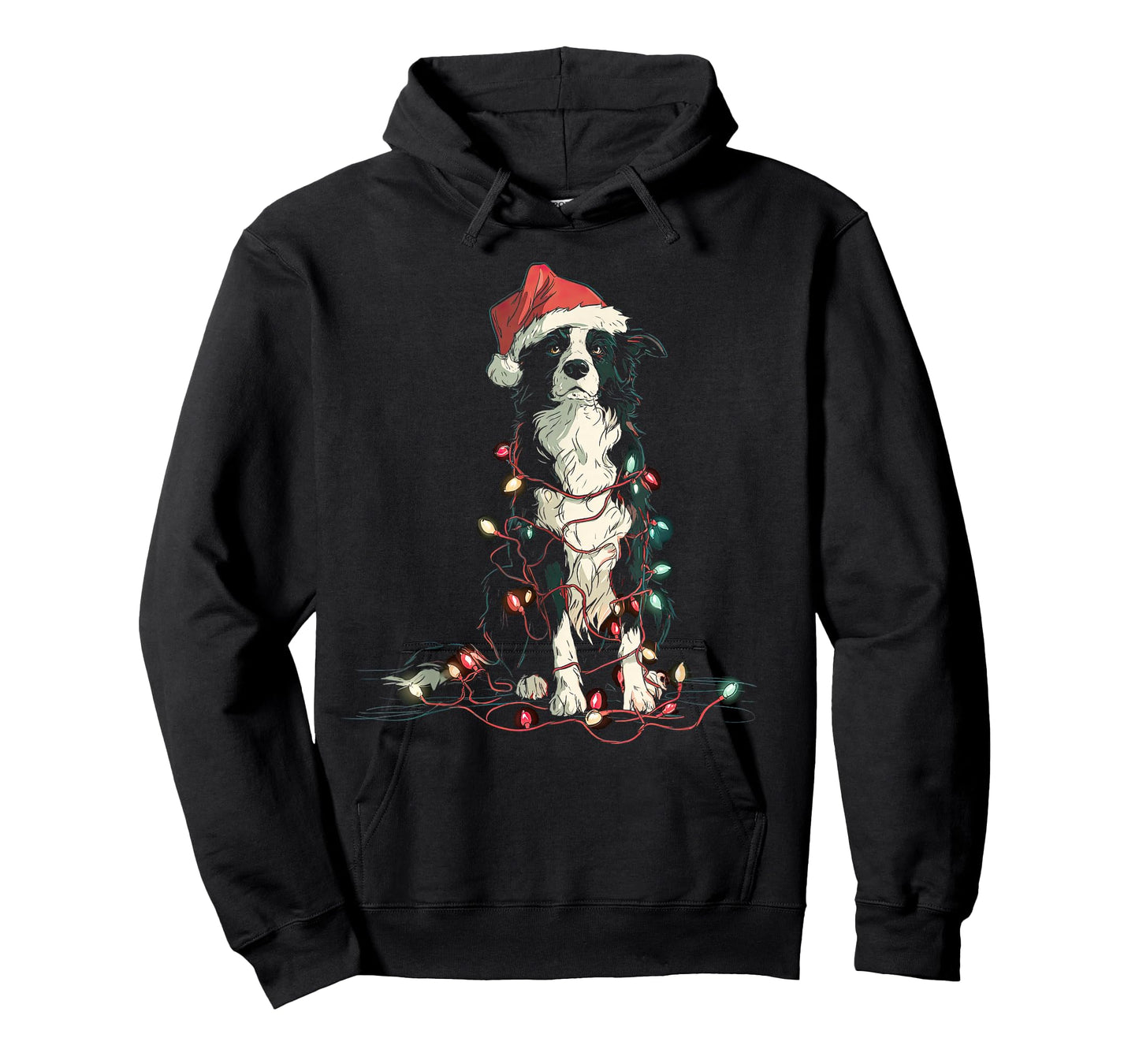 Funny Border Collie Christmas Graphics Dog Lights Lover T-Shirt