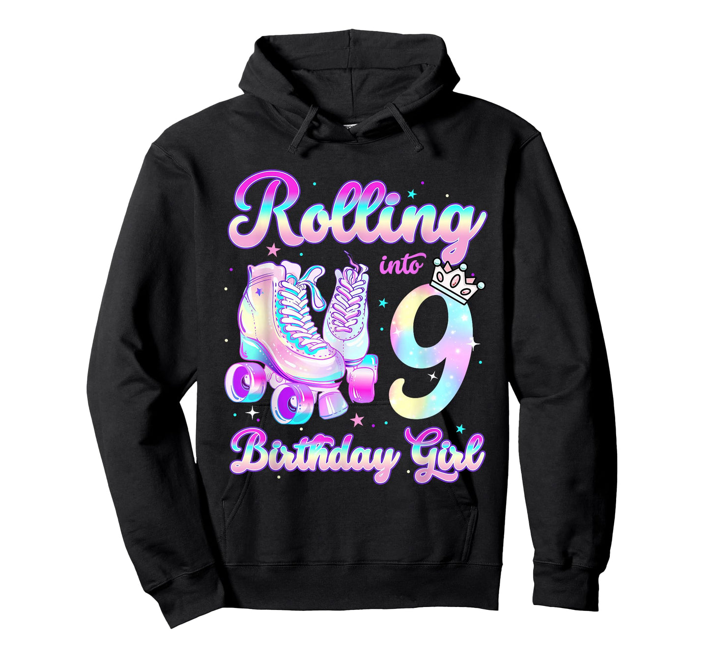 Kids Rolling Into 9 Roller Skating 9th Birthday Girls Party T-Shirt