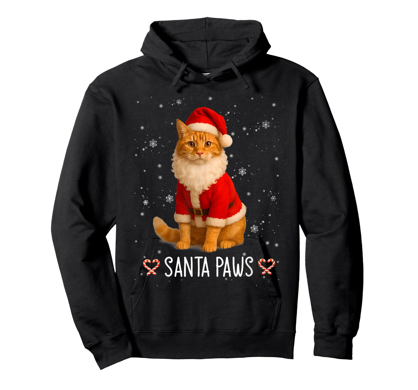 Santa Paws Funny Orange Tabby Cat Christmas Holiday T-Shirt