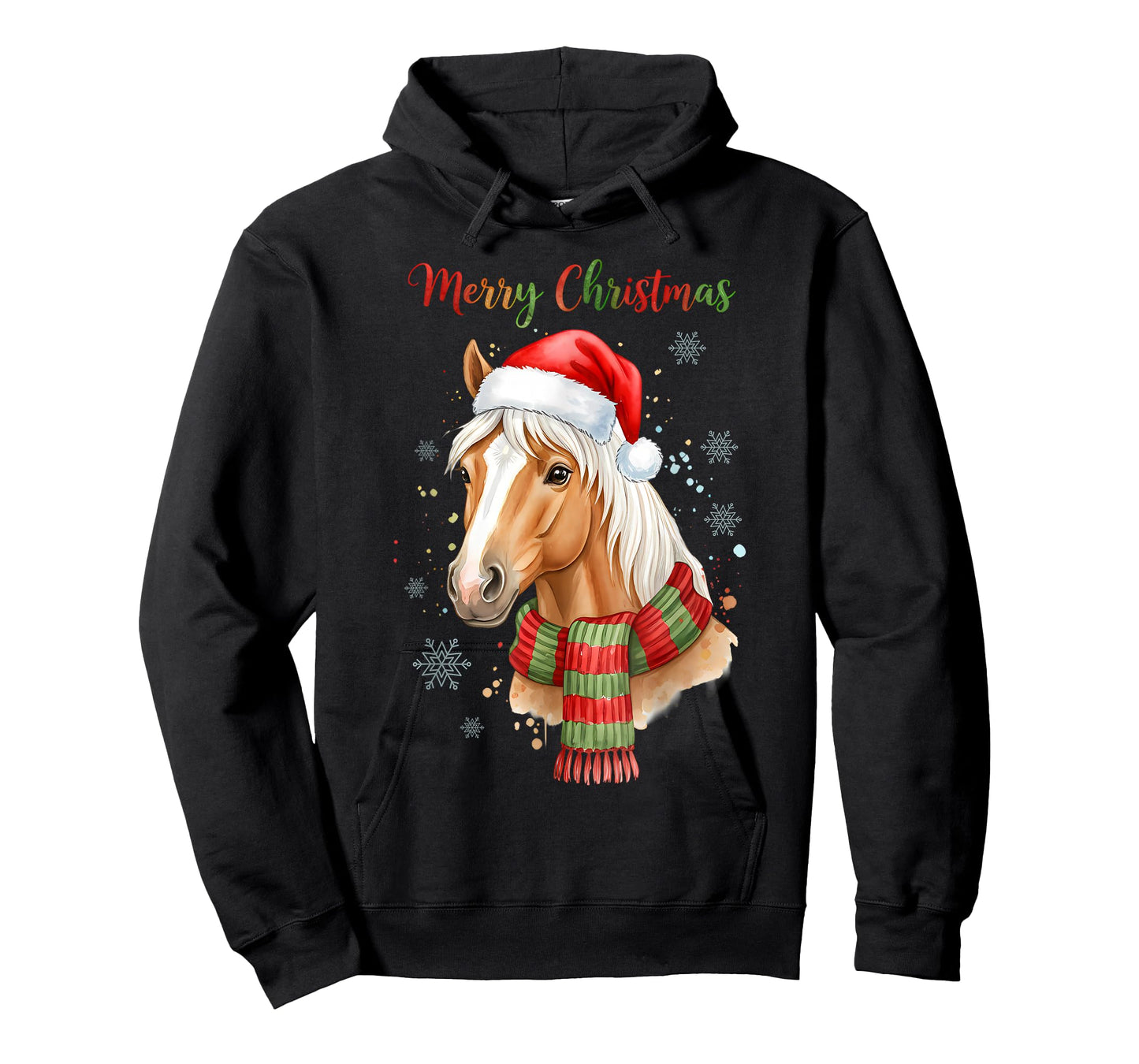 Horse Santa Hat Christmas Lights Family Matching Winter Xmas T-Shirt