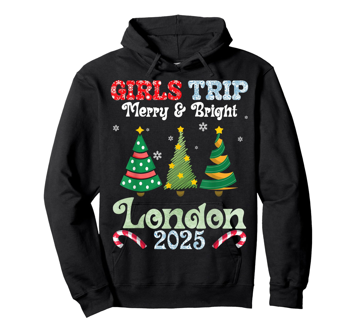 Girls Trip Merry Bright Christmas in London Vacation 2025 T-Shirt
