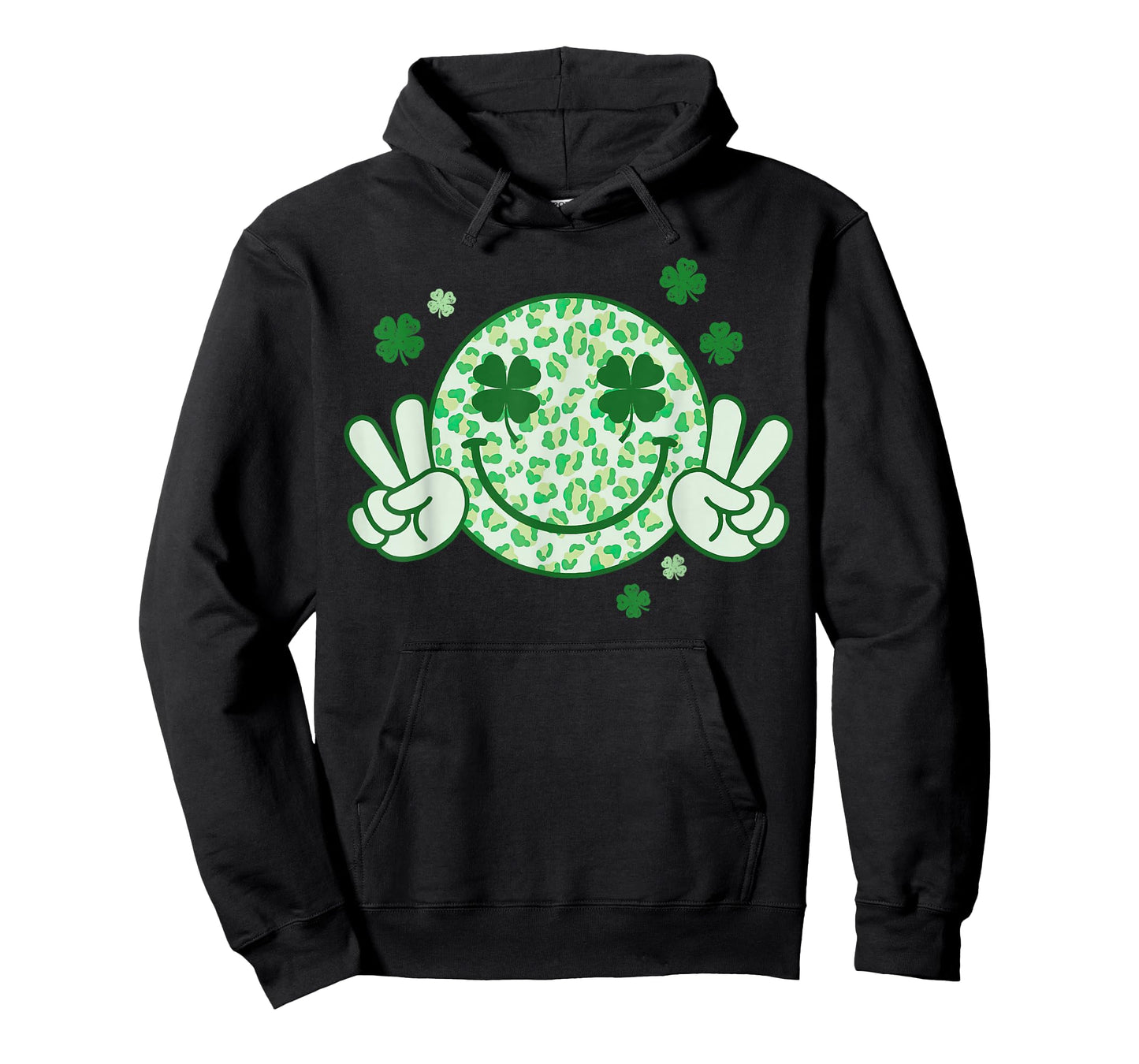 Leopard Smile Face St Patricks Day Shamrock Women Girls Kids T-Shirt