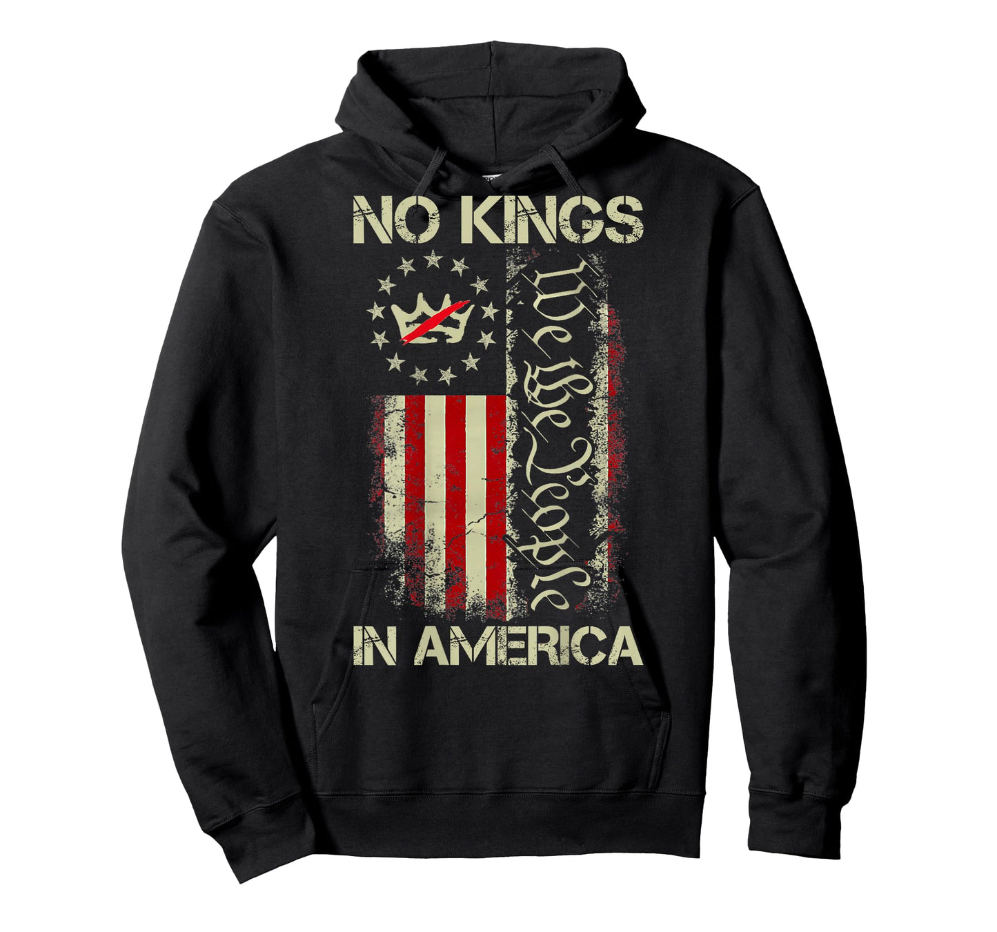 No Kings in America We The People USA Flag Patriotic ON Back T-Shirt