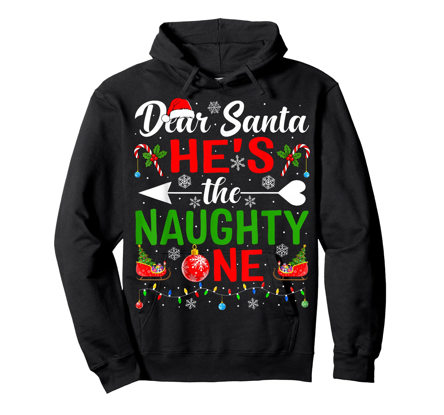 Dear Santa He's The Naughty One Pjs Couples Christmas Couple T-Shirt