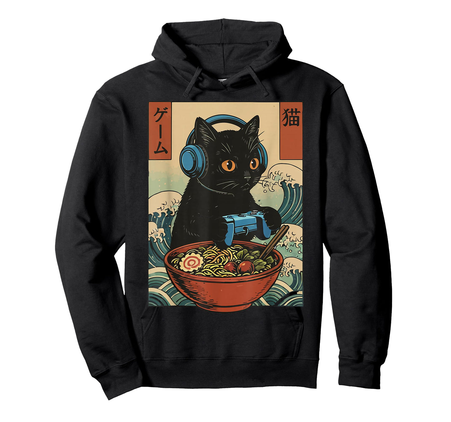Cute Kawaii Gamer Cat Funny Ramen Retro Japanese Cat Gaming T-Shirt