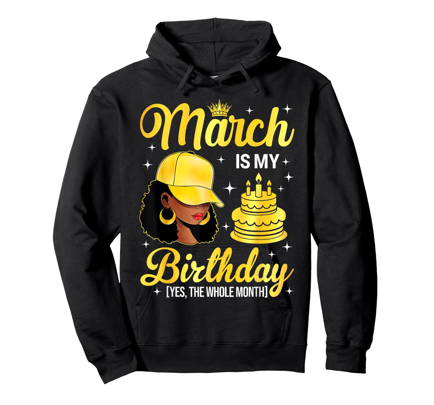 March is My Birthday Black Woman Afro Queen Bday Month T-Shirt