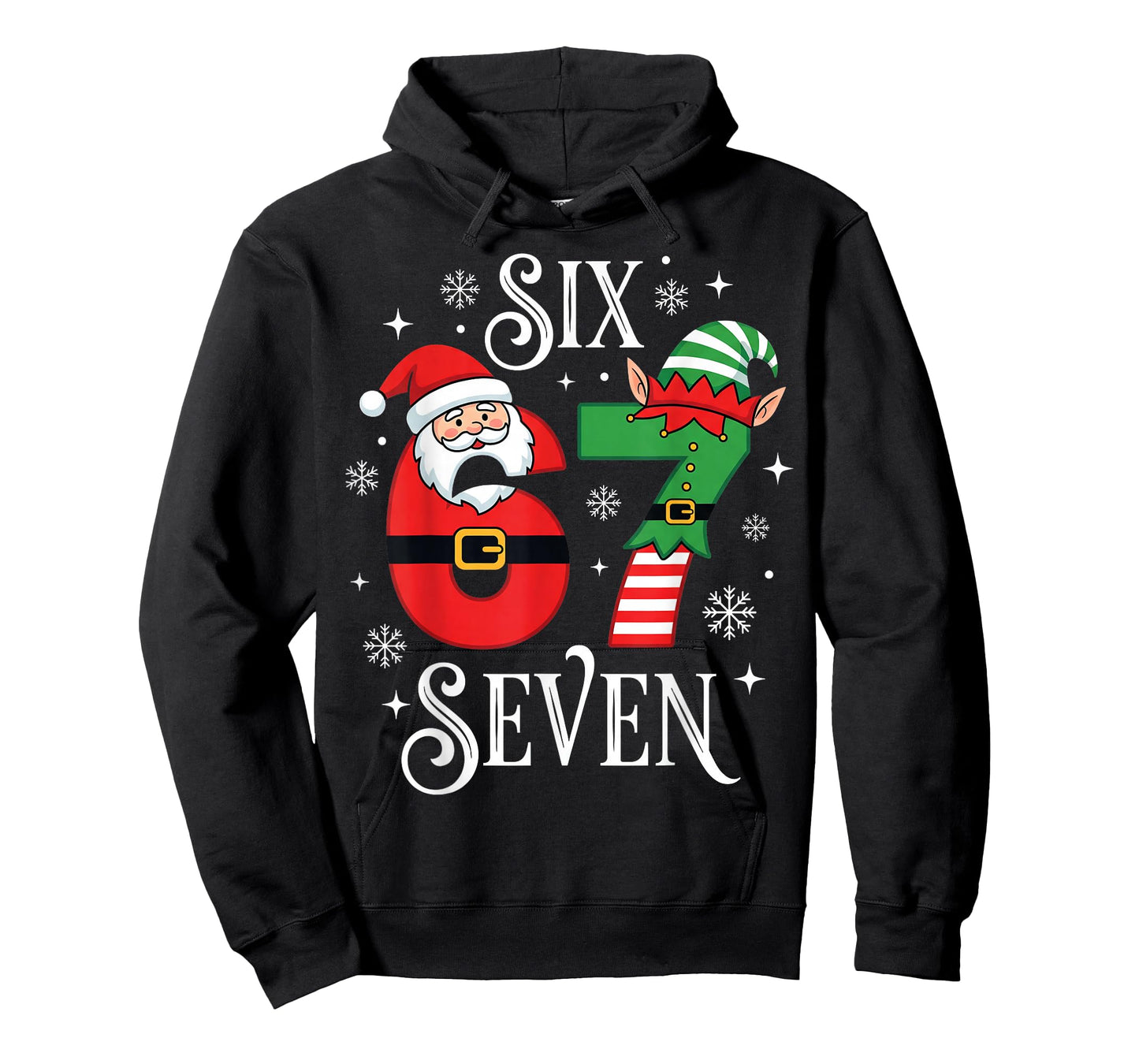 Funny Six Seven 67 Meme 6 7 Elf Santa Christmas Pajamas Kids T-Shirt