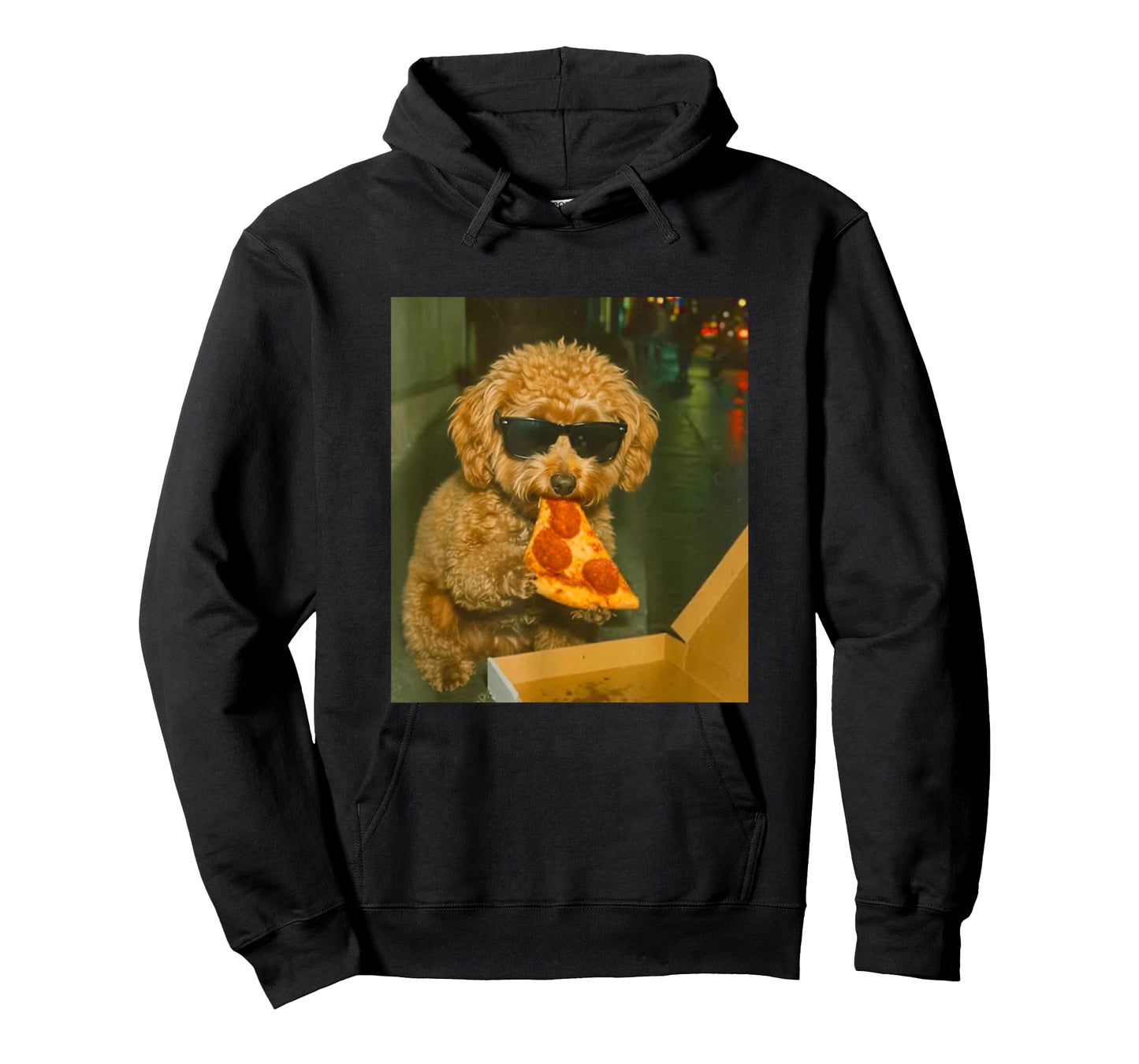 Funny Toy Poodle Eating Pizza Dog Meme Retro T-Shirt