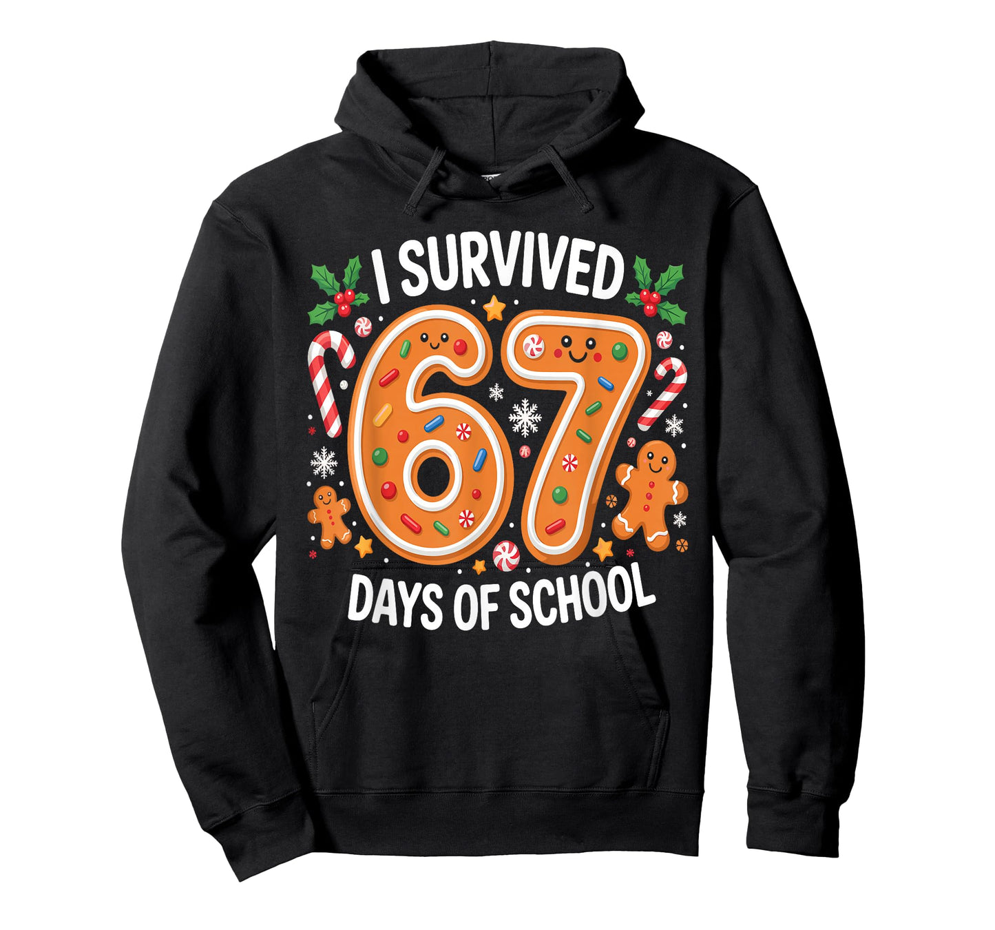 I Survived 67 Days of School Christmas Candy Cane Six Seven T-Shirt