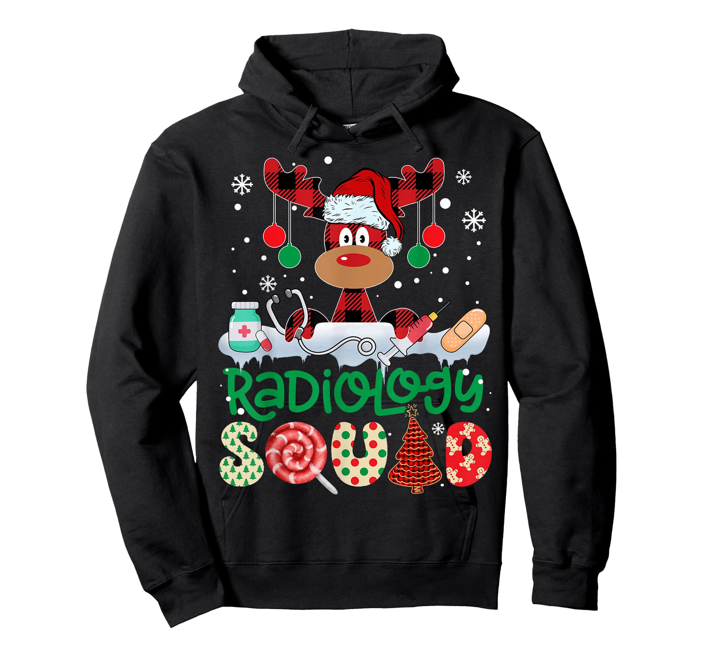 Radiology Squad Nurse Reindeer Buffalo Red Plaid Christmas T-Shirt