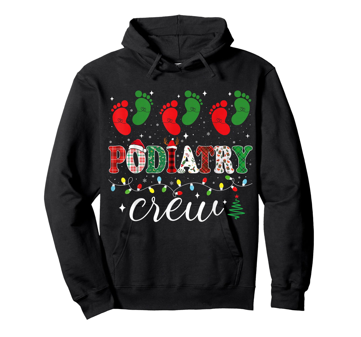 Podiatry Crew Christmas Footprint Podiatrist Xmas Podiatry T-Shirt
