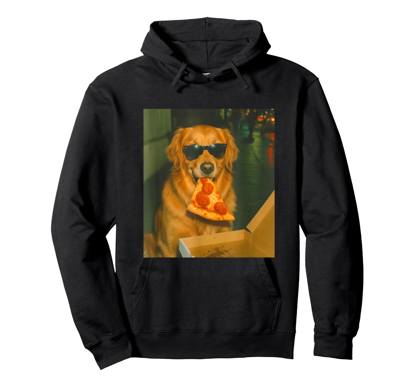 Funny Golden Retriever Dog Eating Pizza Meme Retro T-Shirt