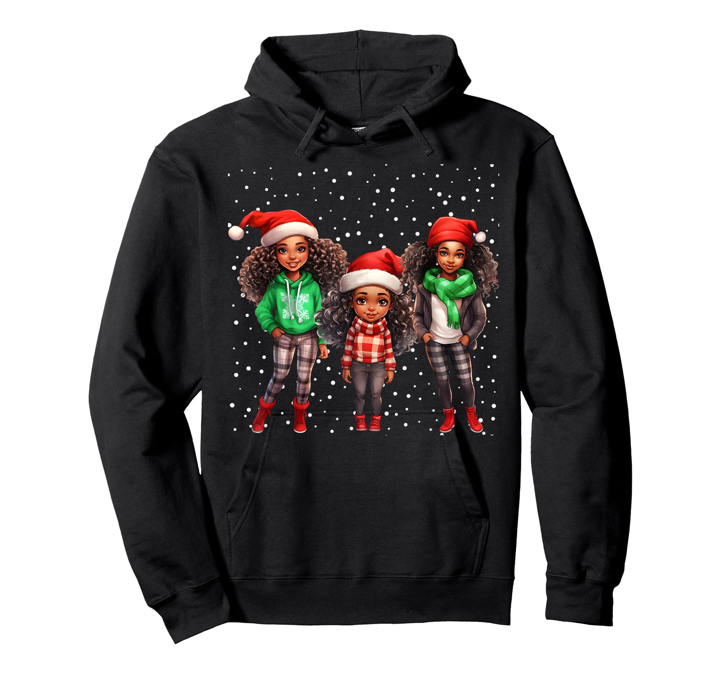 Cute Christmas Black Afro African Santa Hat Melanin Kids T-Shirt