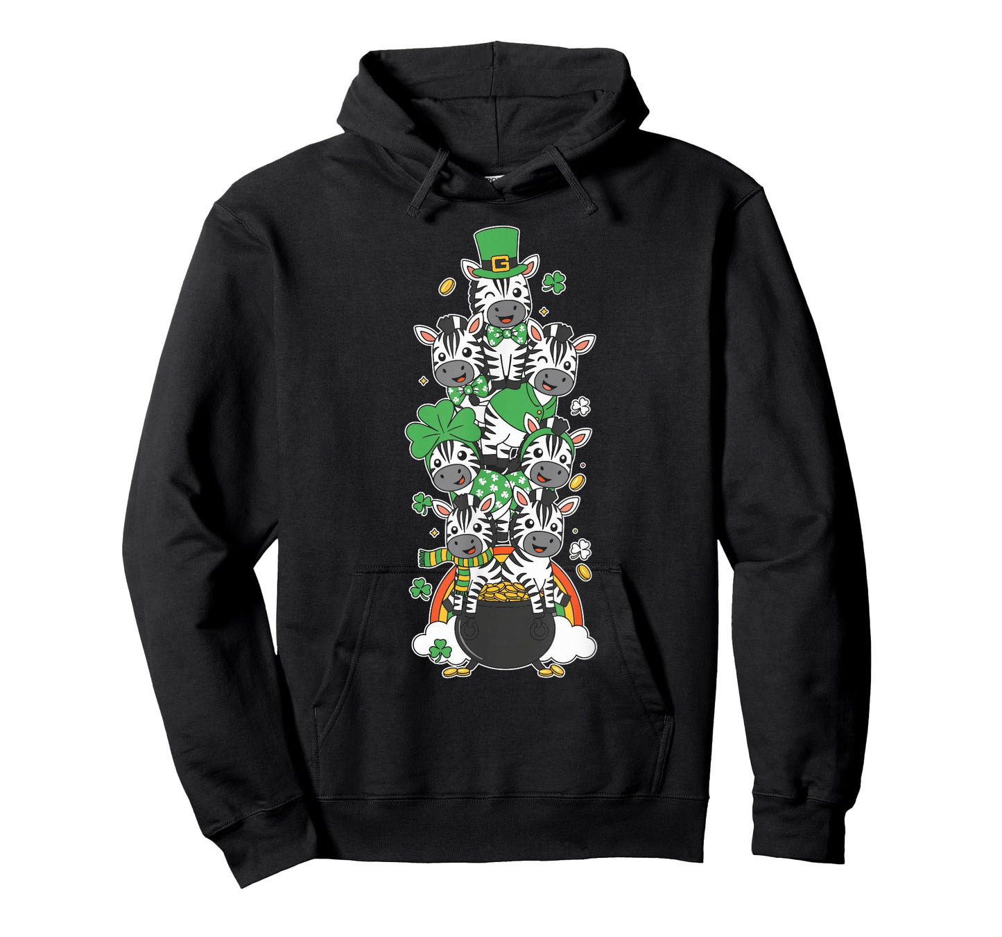 Funny Zebra Clover St Patricks Day Womens Mens Kids T-Shirt