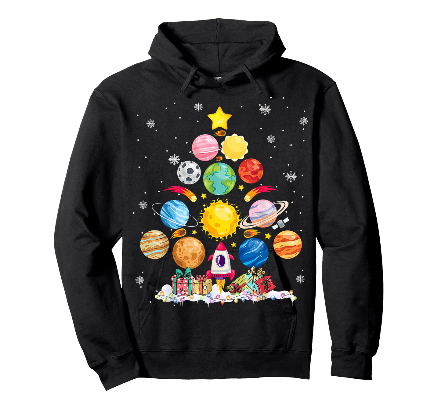 Funny Solar System Space Planets Tree Christmas Pajama Xmas T-Shirt