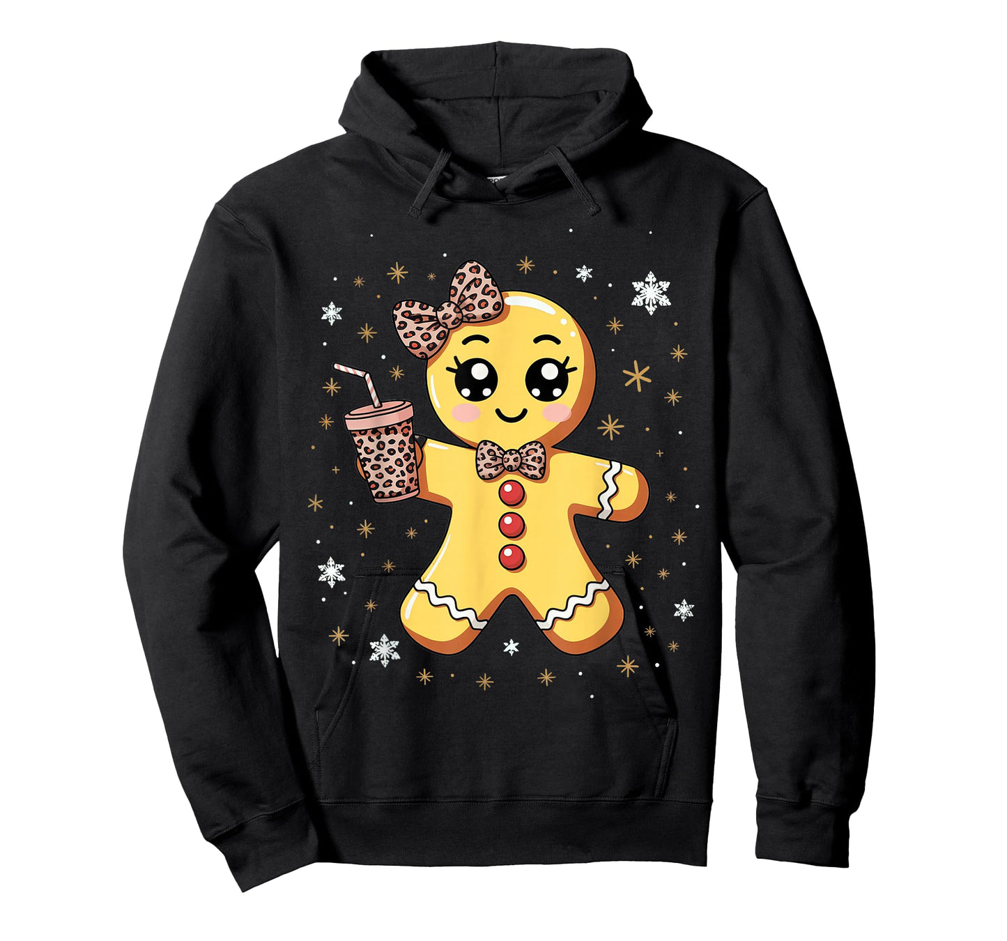 Cute Gingerbread Leopard Coquette Christmas T-Shirt