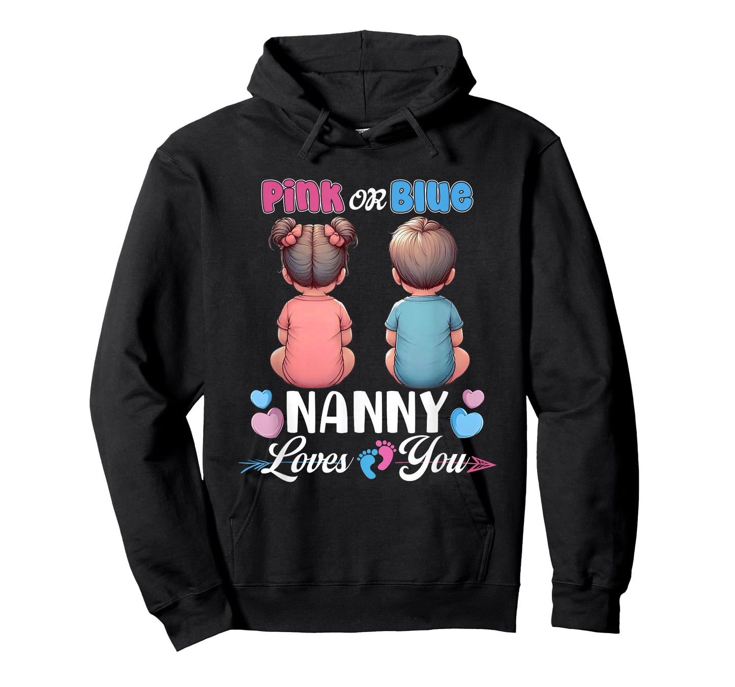 Pink Or Blue Nanny Loves You Baby Gender Reveal Party T-Shirt