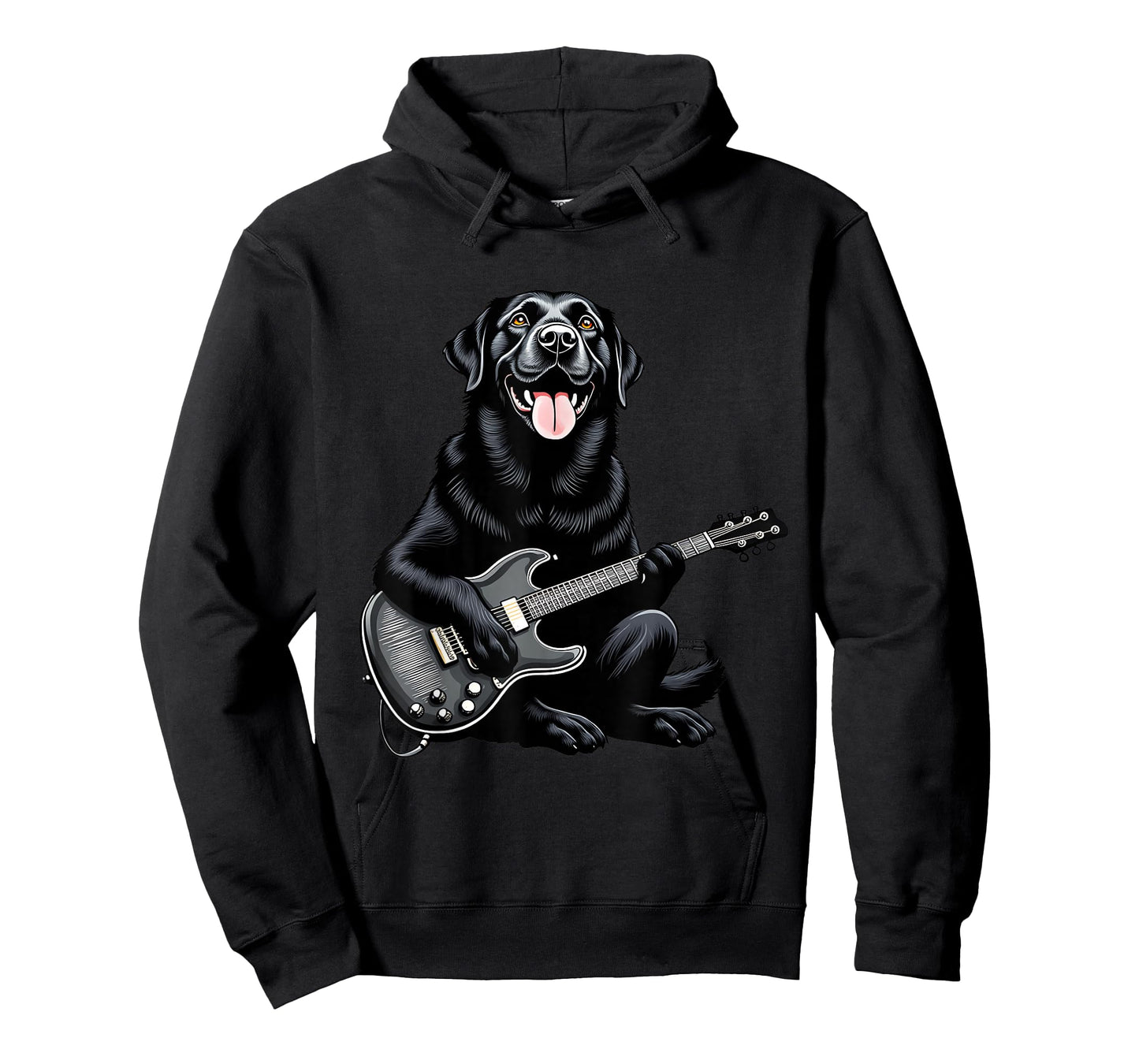 Funny Black Labrador Playing Electric Guitar Music Lovers T-Shirt