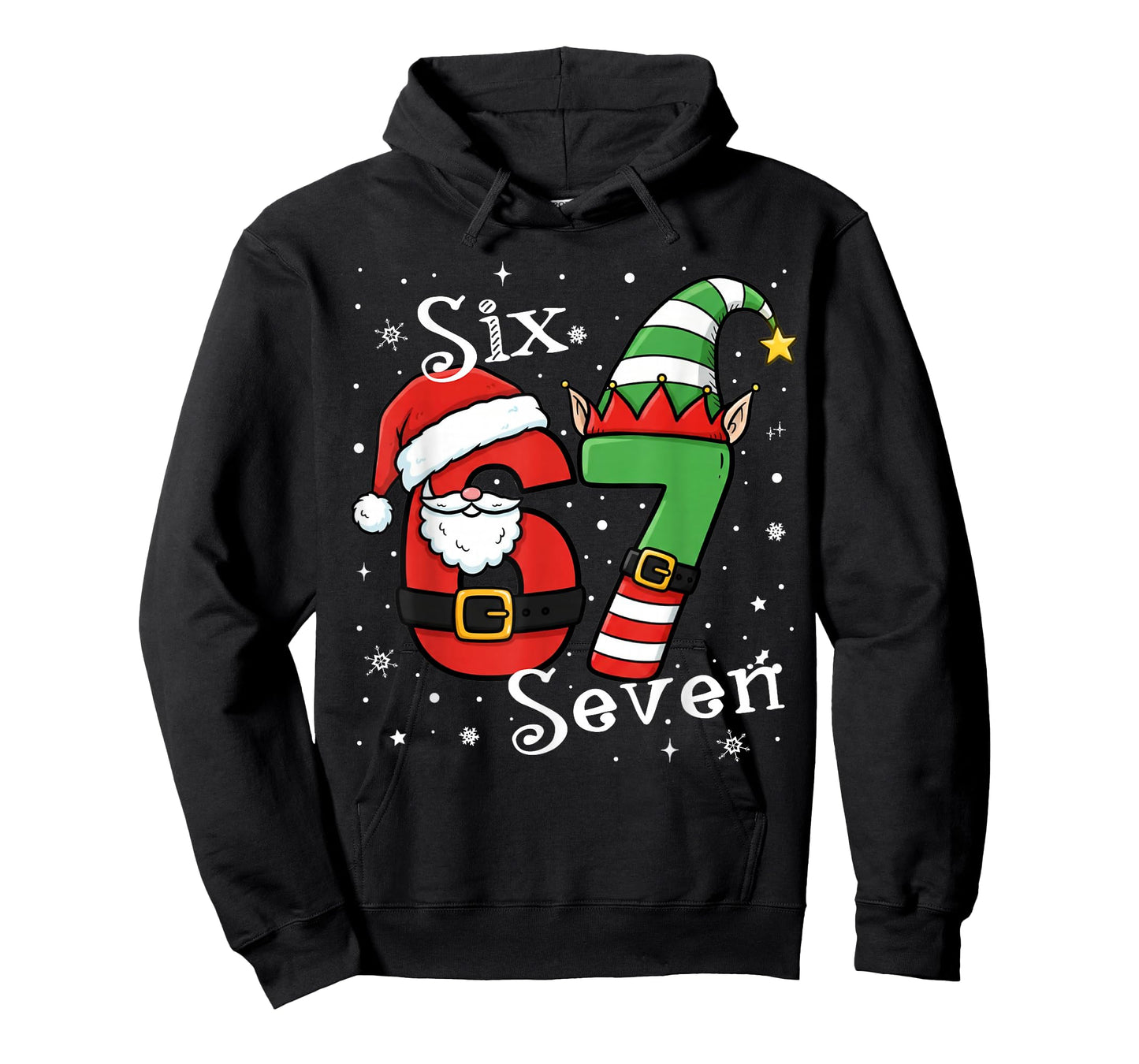 Funny Six Seven 67 Meme 6 7 Elf Santa Christmas Pajamas Kids T-Shirt