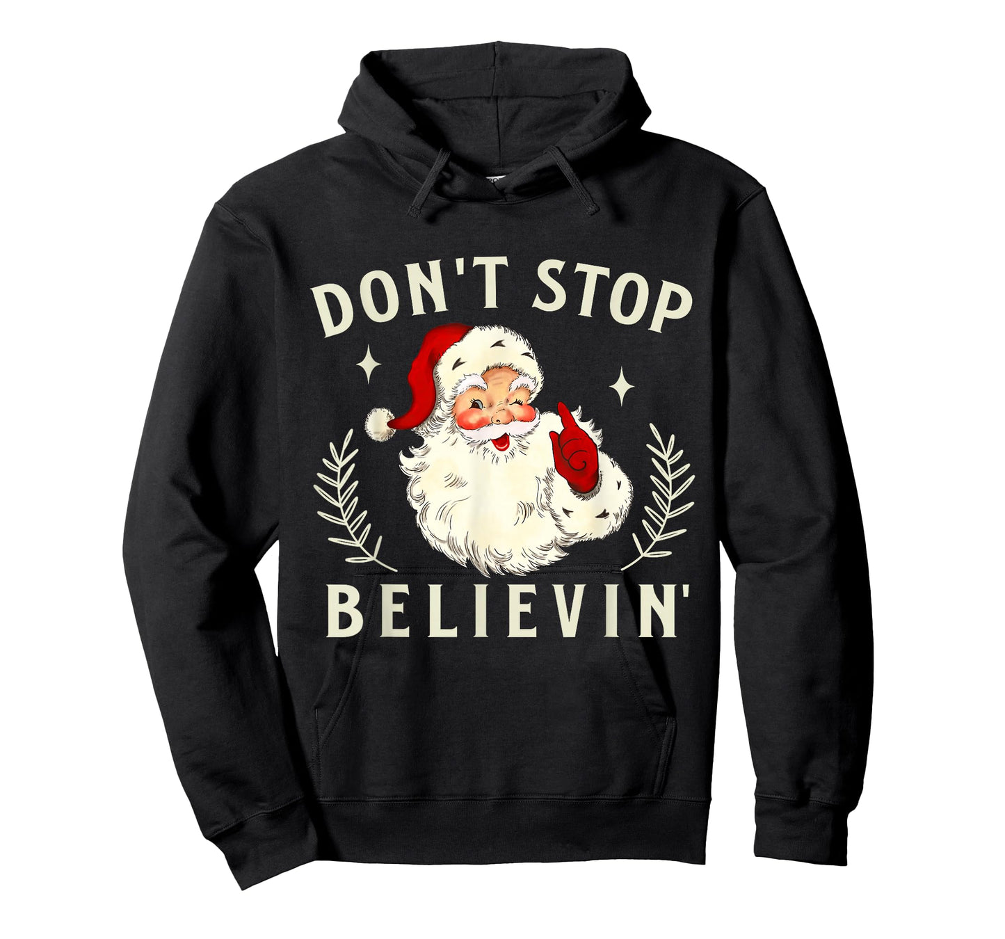 Vintage Retro Don't Stop Believing Santa Claus Matching Xmas T-Shirt