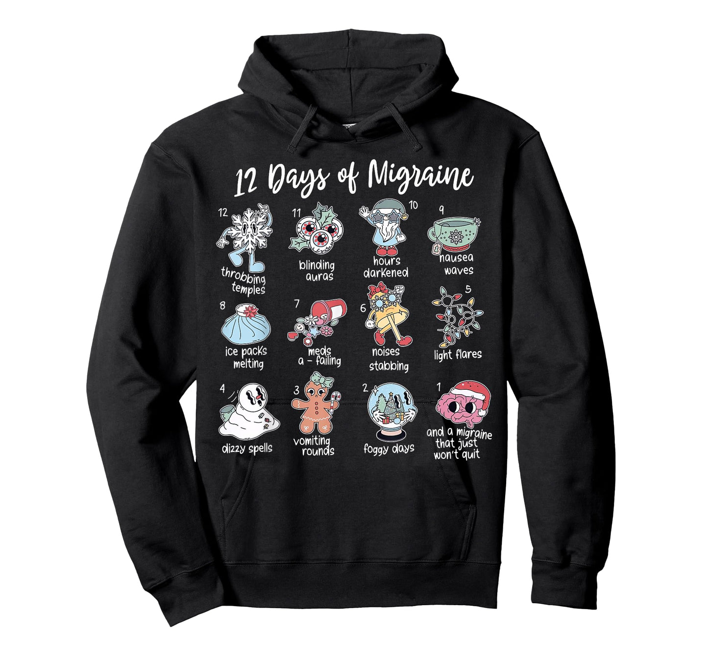 12 Days of Migraine Christmas Festive Migraine Awareness T-Shirt