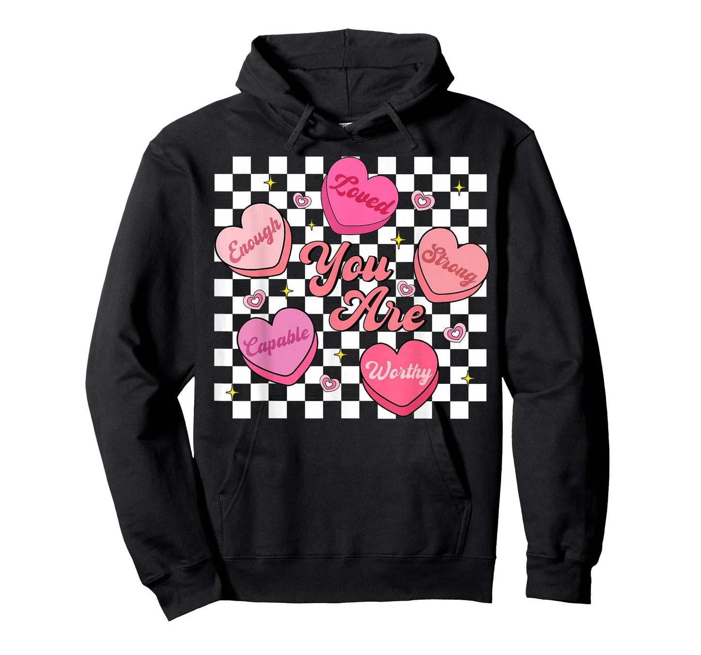 You are Enough Retro Hearts Valentine Men Women Kid T-Shirt