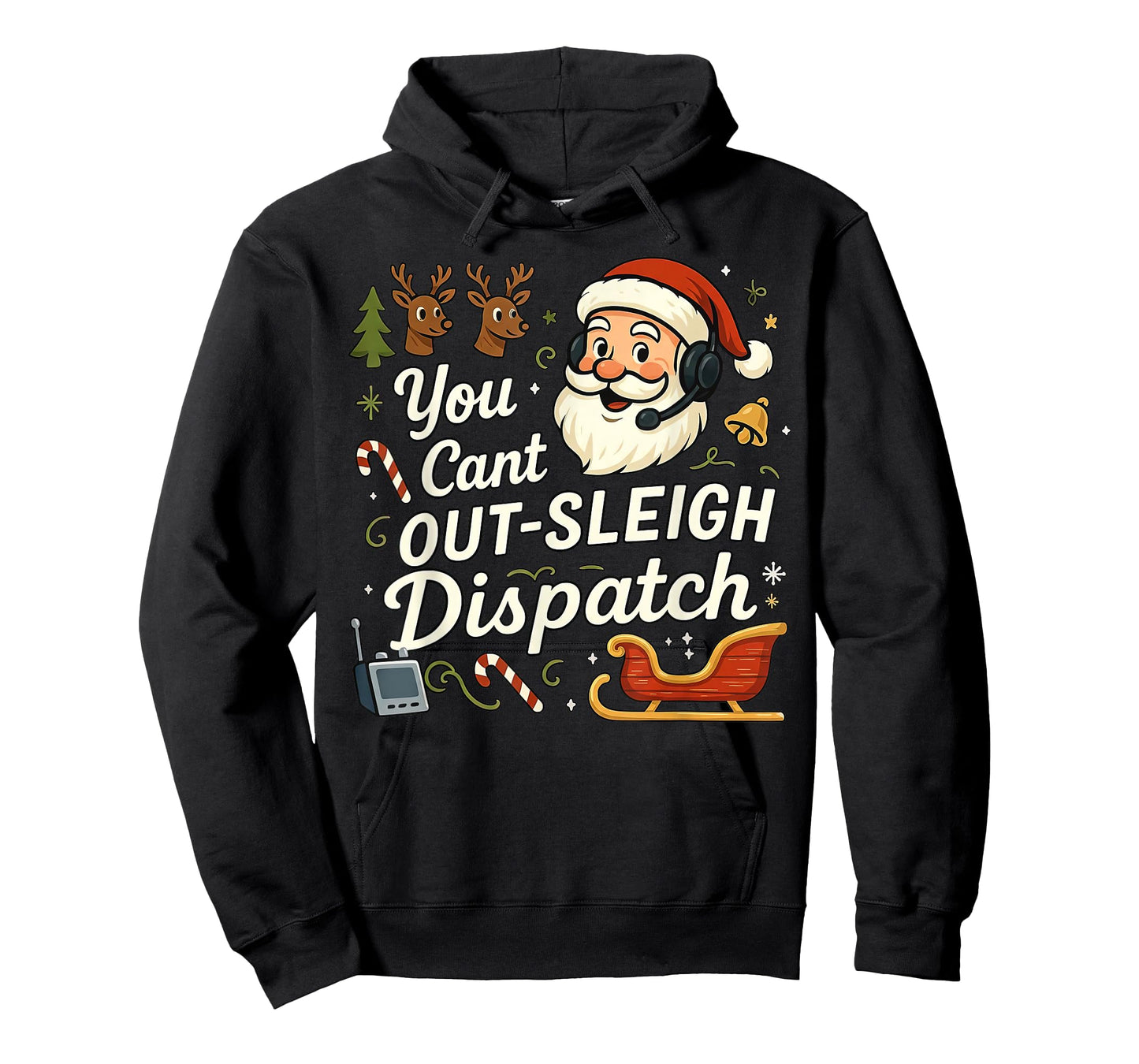 You Cant Out Sleigh Dispatch Christmas 911 Police Dispatcher T-Shirt