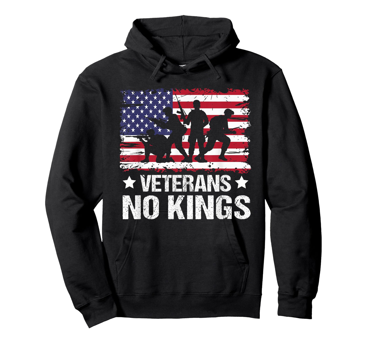 Veterans No Kings Vintage Military America Flag Veterans Day T-Shirt