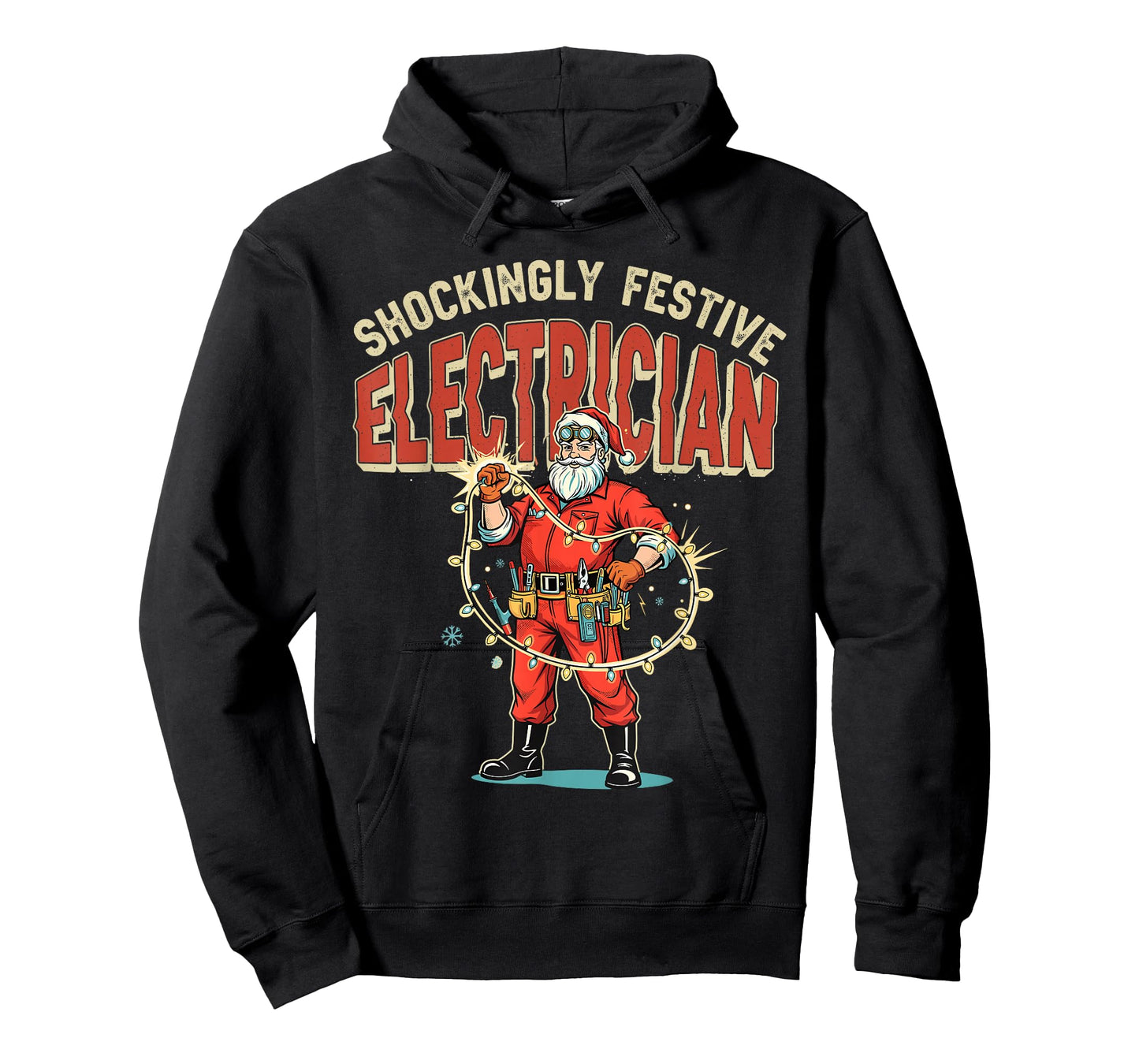 Funny Shockingly Festive Electrician Vintage Christmas Santa T-Shirt