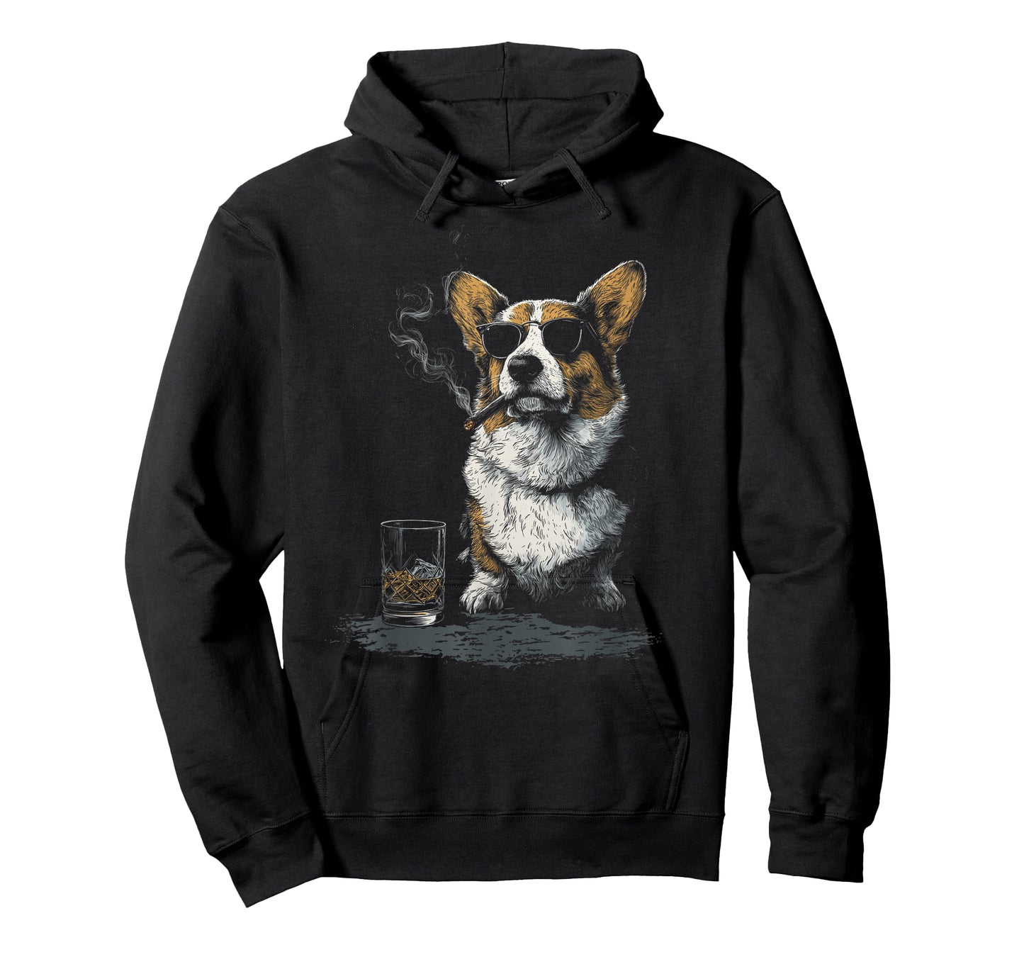 Corgi Smoking Cigar Whisky Lover Funny Dog T-Shirt