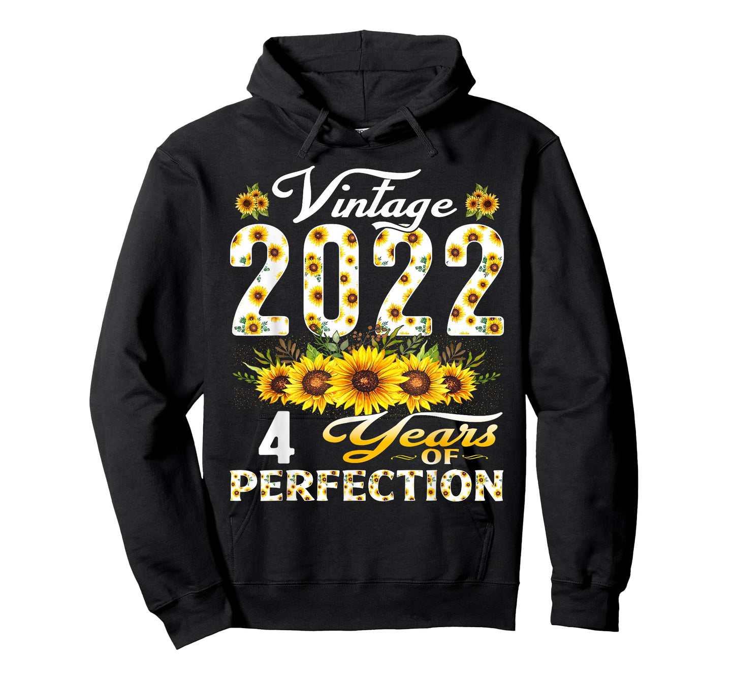 4 Year Old Vintage 2022 Sunflower 4th Birthday Girl T-Shirt