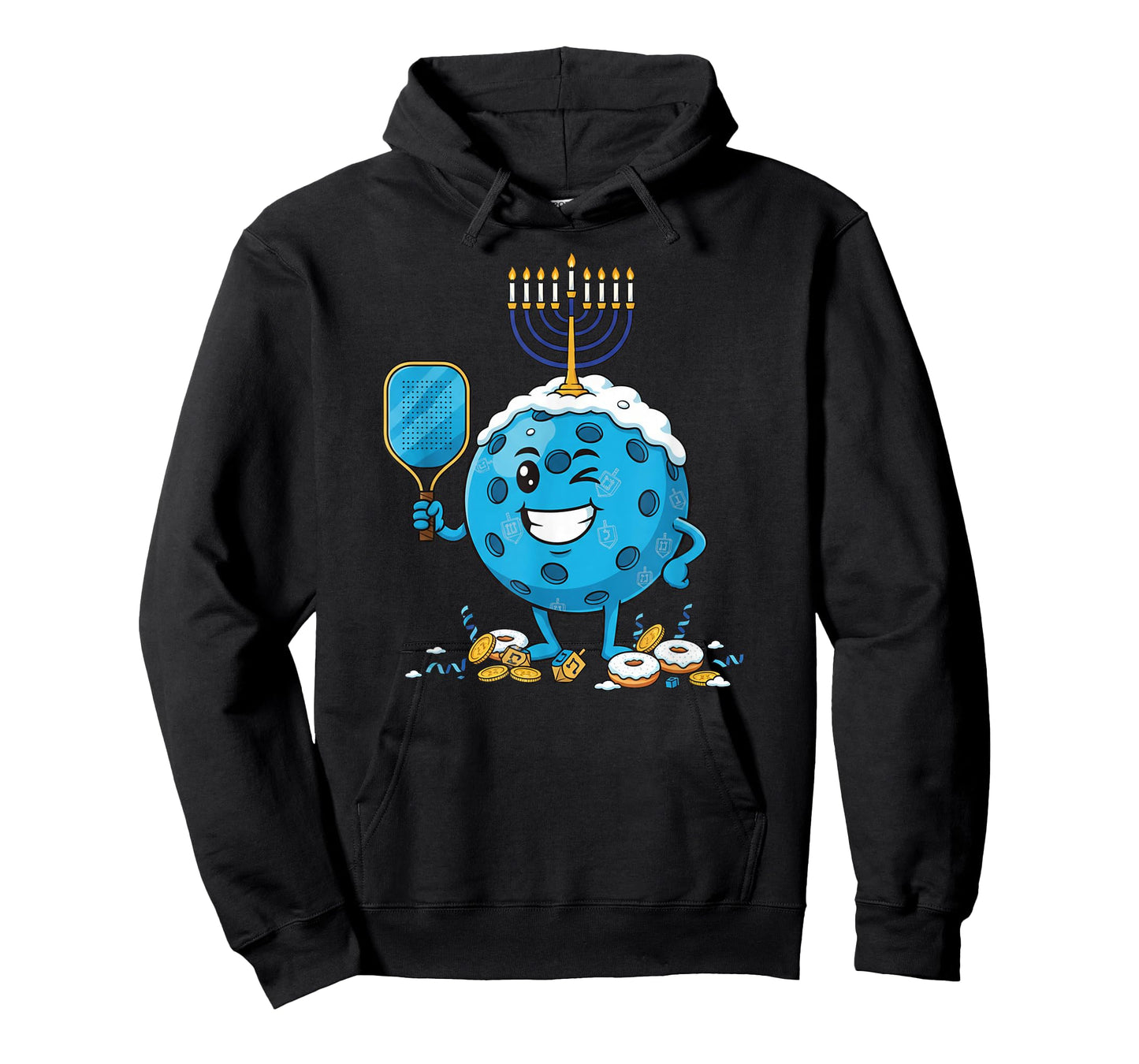 Funny Pickleball Dreidel Menorah Hanukkah Kids Womens Mens T-Shirt