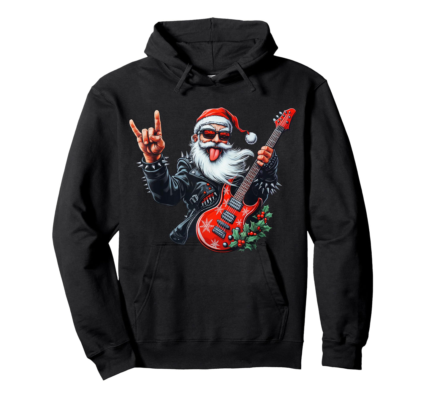Christmas Santa Claus Playing Electric Guitar Rock Star Xmas T-Shirt