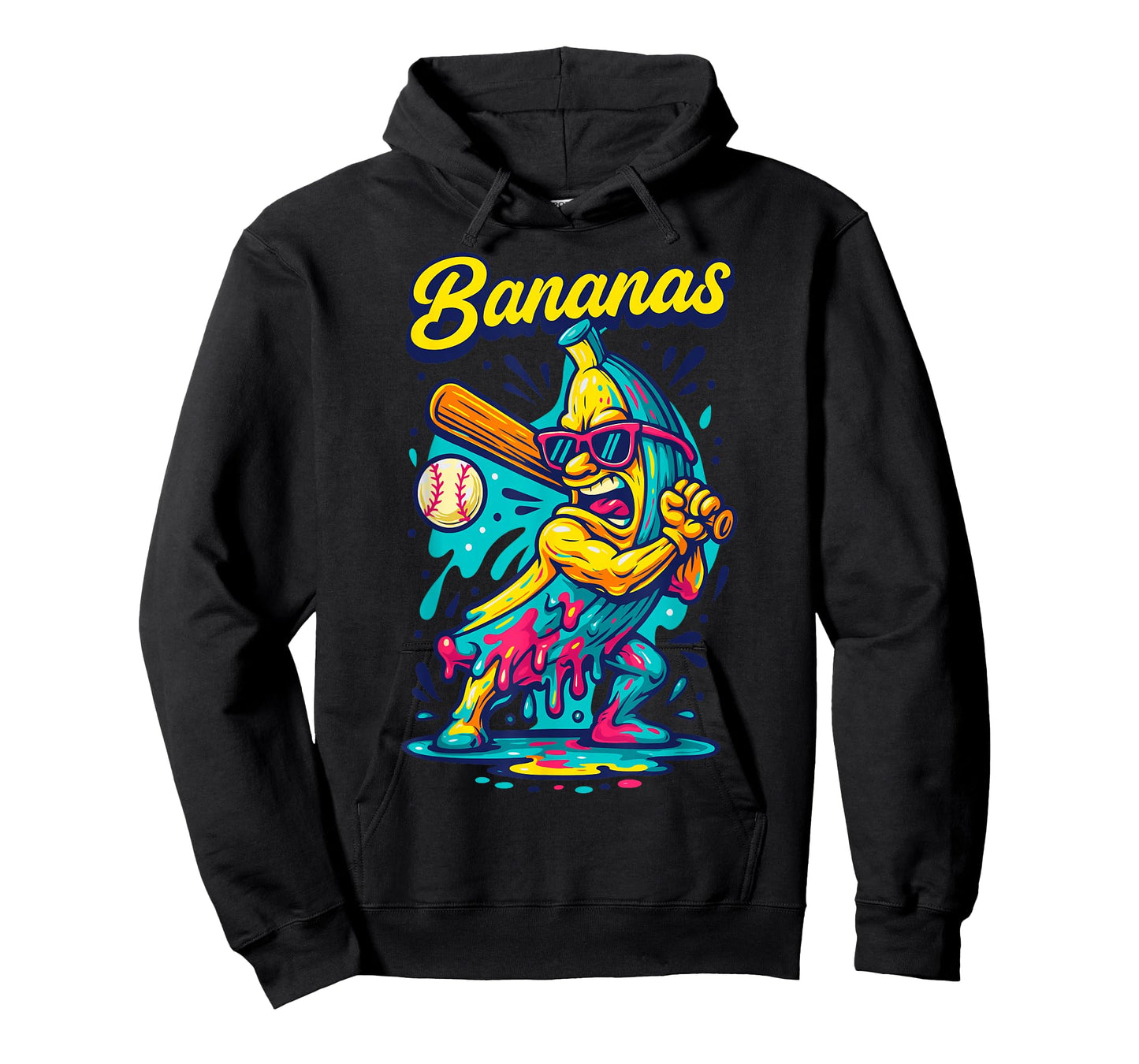 Funny Banana Swinging Baseball Funny Drip Mascot Cool Banana T-Shirt