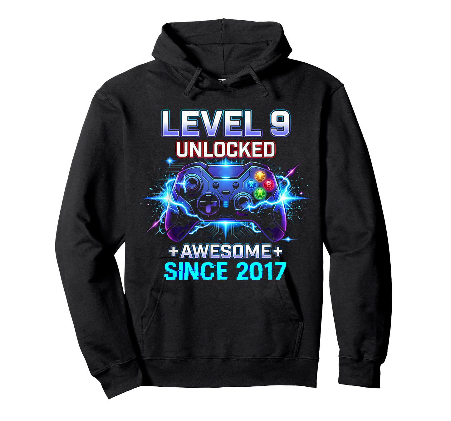 Level 9 Unlocked Awesome Since 2017 9th Birthday Boy Gamer T-Shirt