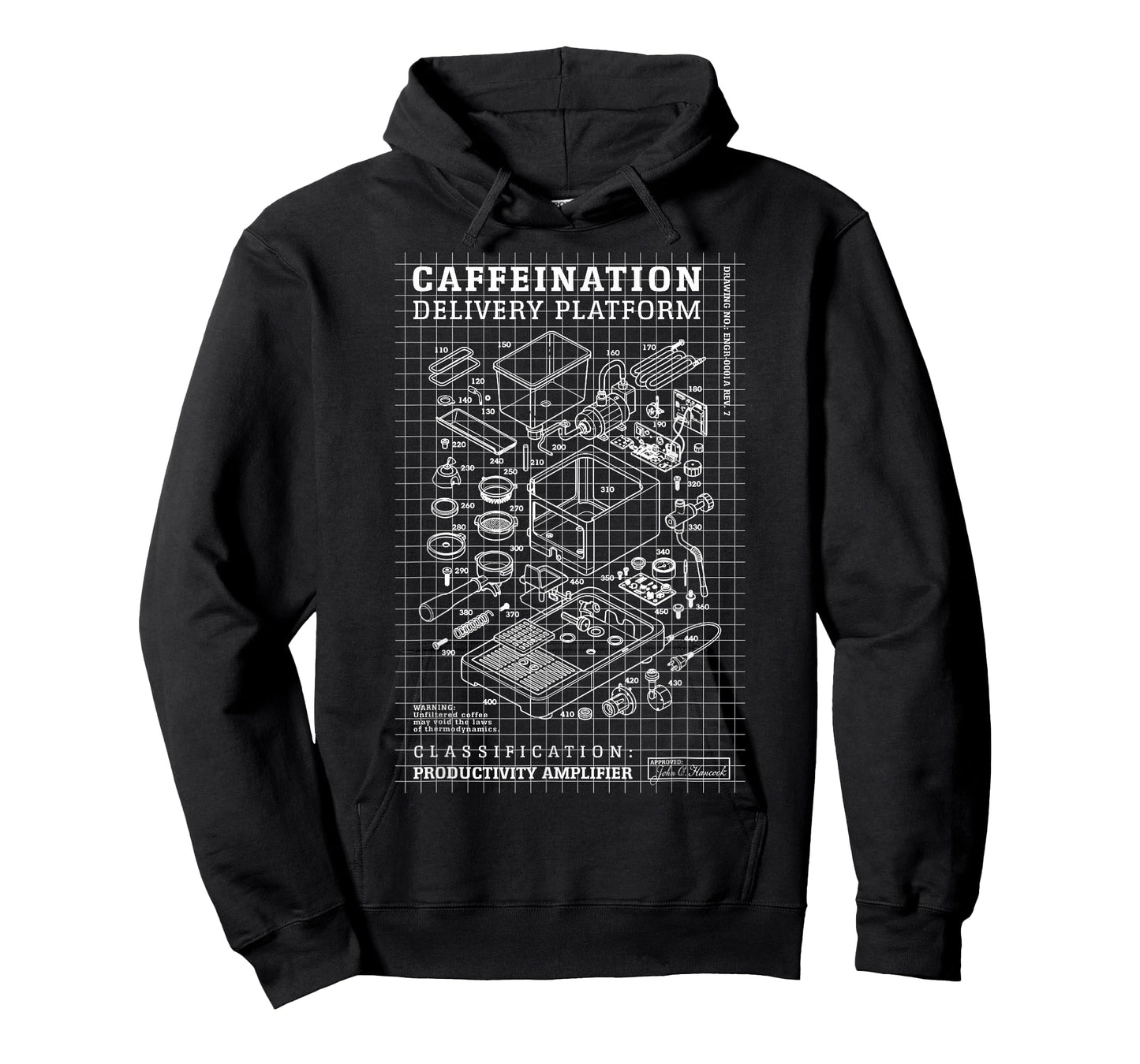 Engineer Coffee Machine Diagram Funny Caffeine Engineering T-Shirt