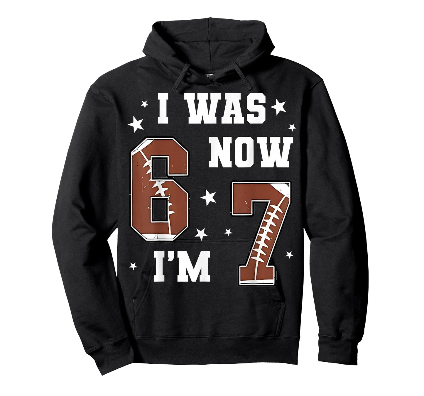 I was 6 Now I'm 7 Year Old Football Theme 7th Birthday Boy T-Shirt