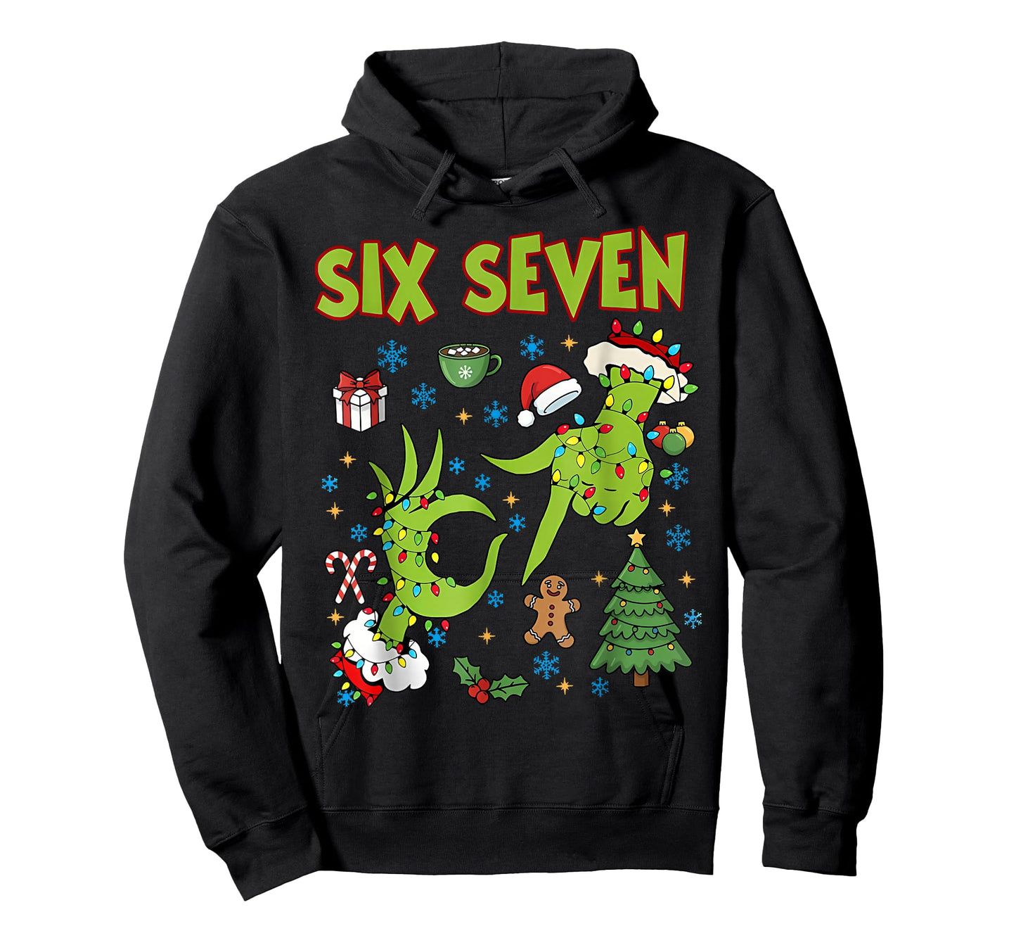 6 7 Six Seven Hand Gen Z Alpha Meme Slang Xmas Christmas T-Shirt