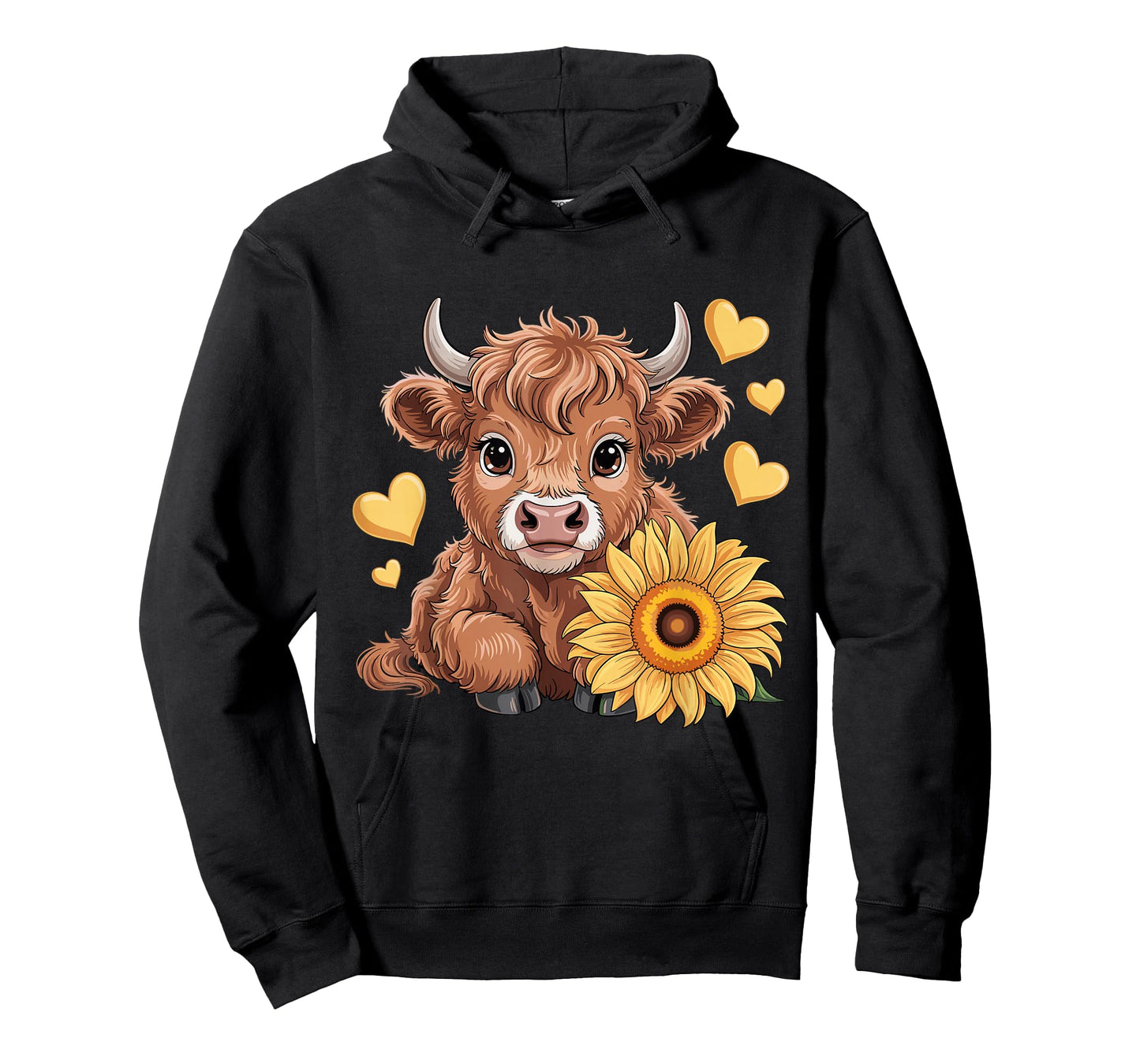 Highland Cow with Sunflower Cute Highland Cow Women Girls T-Shirt